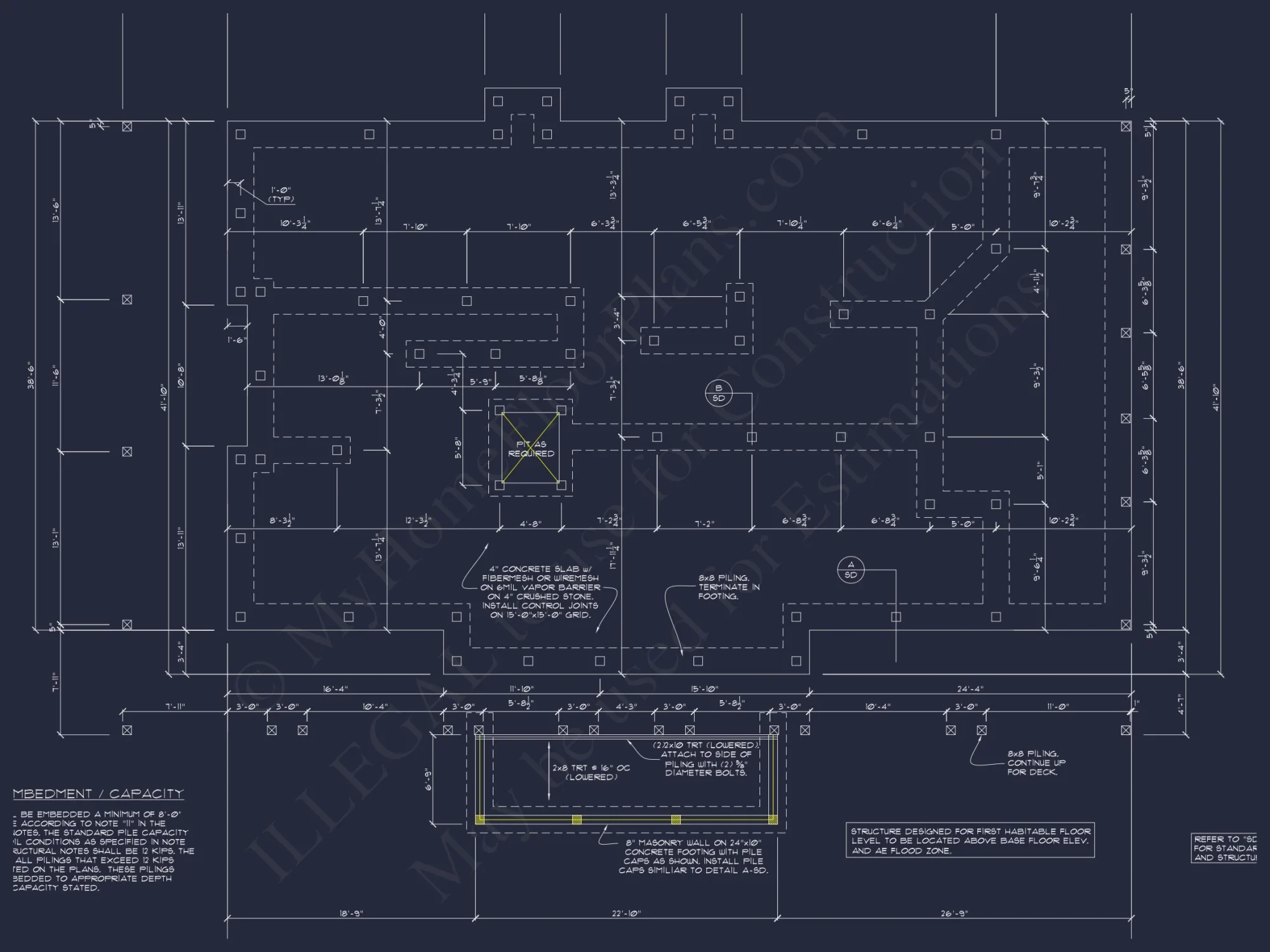 Beach house Plan w/Coastal Design - 5477 Sq Ft, 4 Beds, 4 Baths