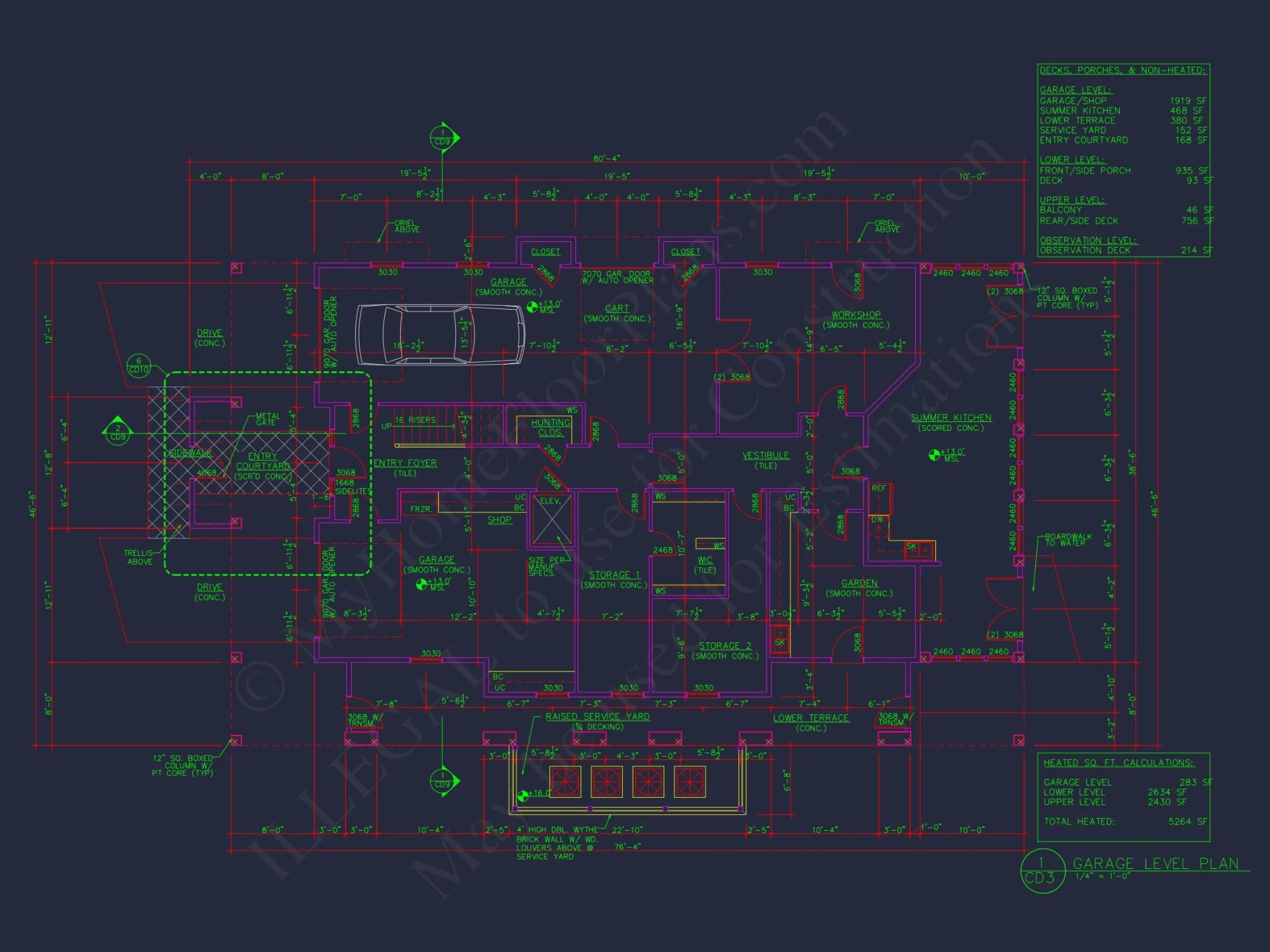 Beach house Plan w/Coastal Design - 5477 Sq Ft, 4 Beds, 4 Baths