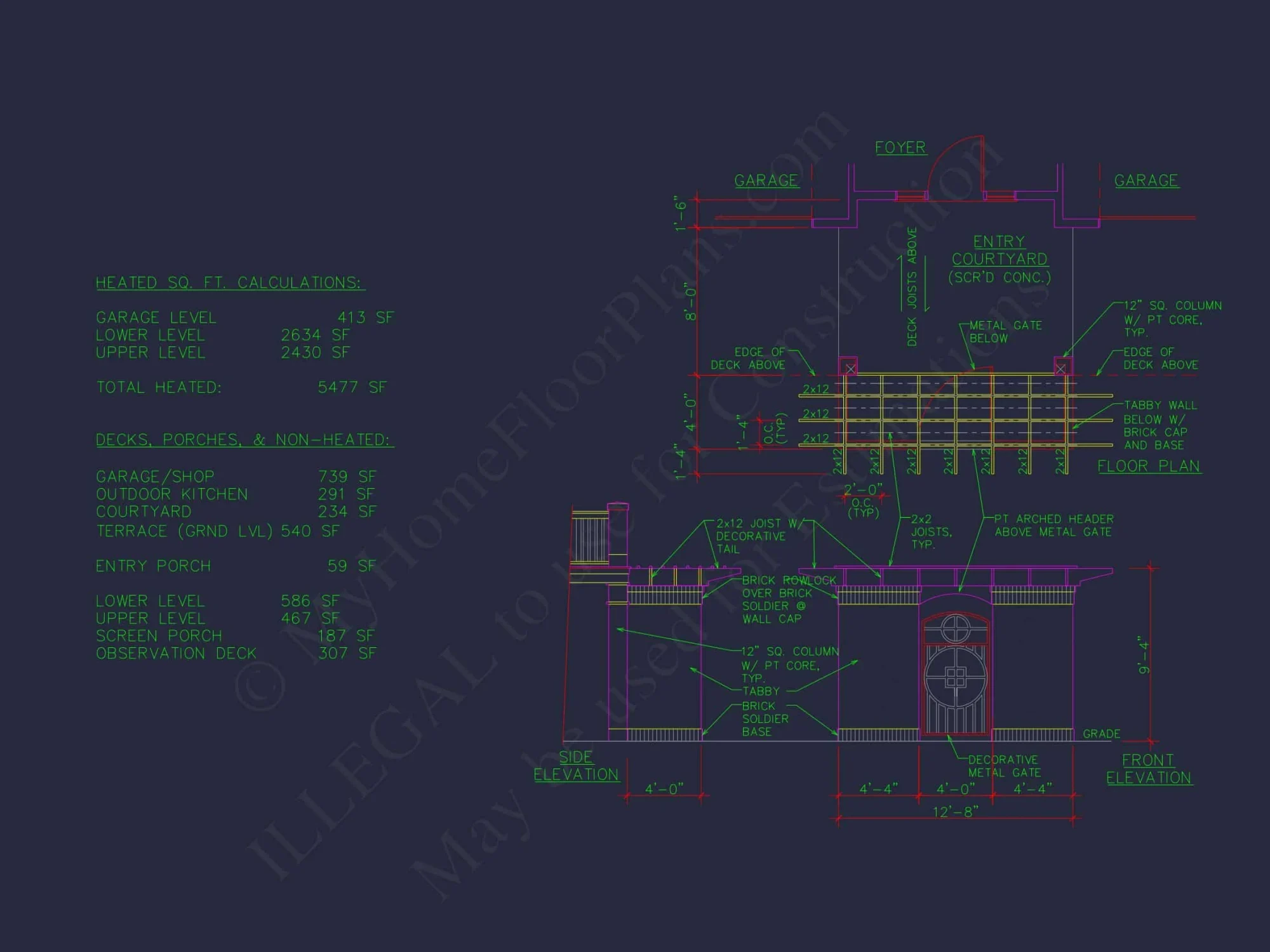Beach house Plan w/Coastal Design - 5477 Sq Ft, 4 Beds, 4 Baths