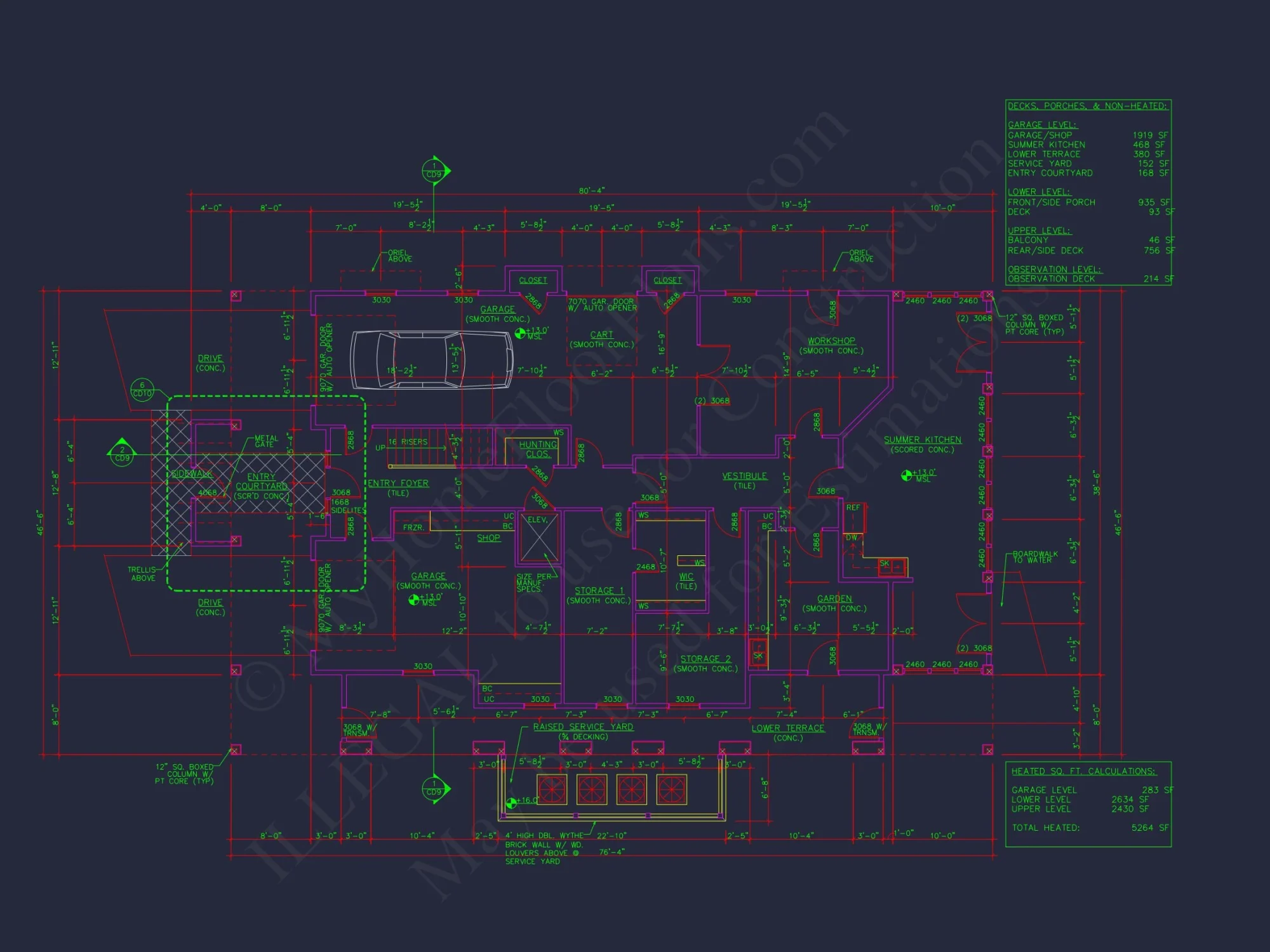 Beach house Plan w/Coastal Design - 5477 Sq Ft, 4 Beds, 4 Baths