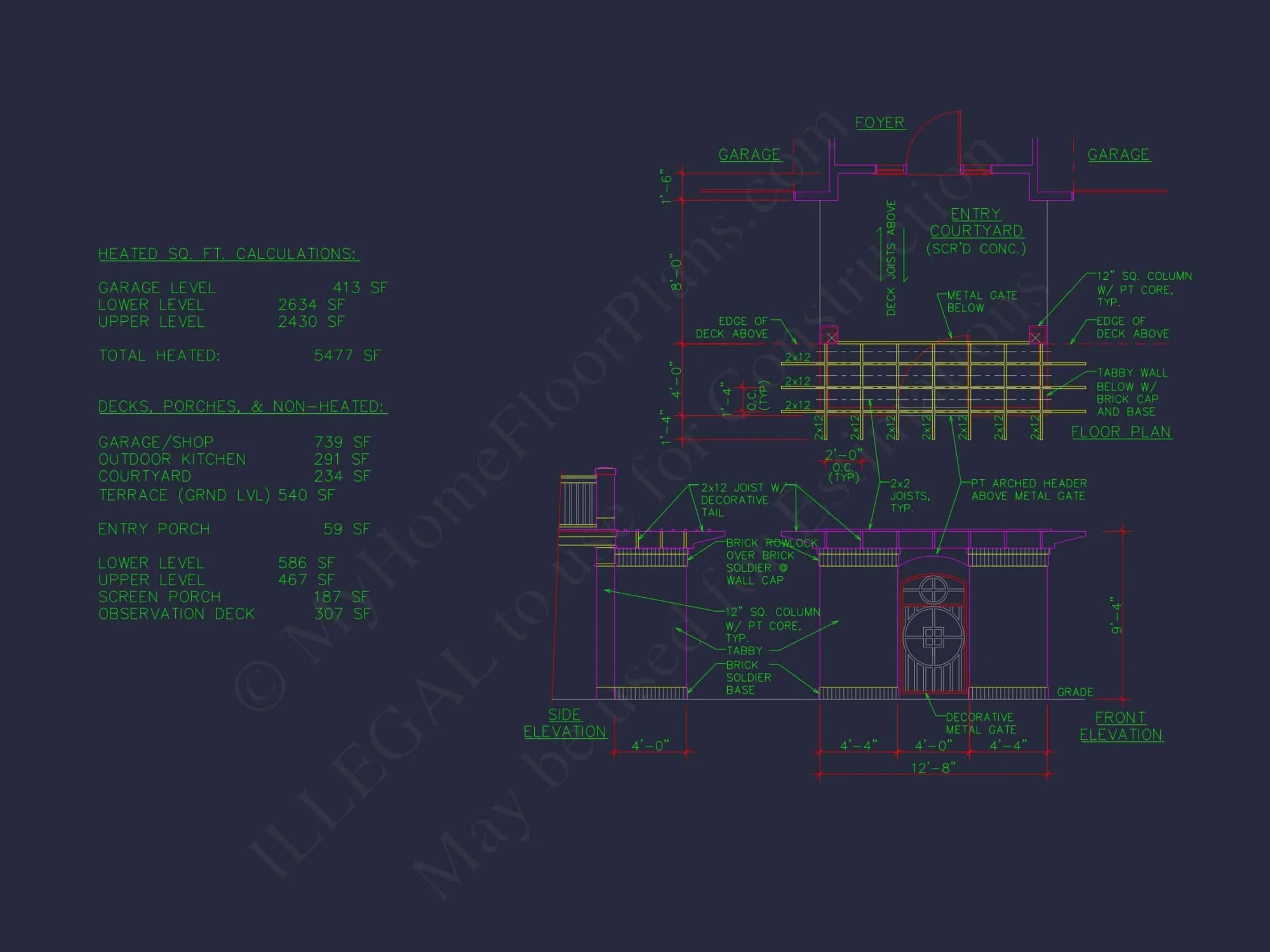 Beach house Plan w/Coastal Design - 5477 Sq Ft, 4 Beds, 4 Baths