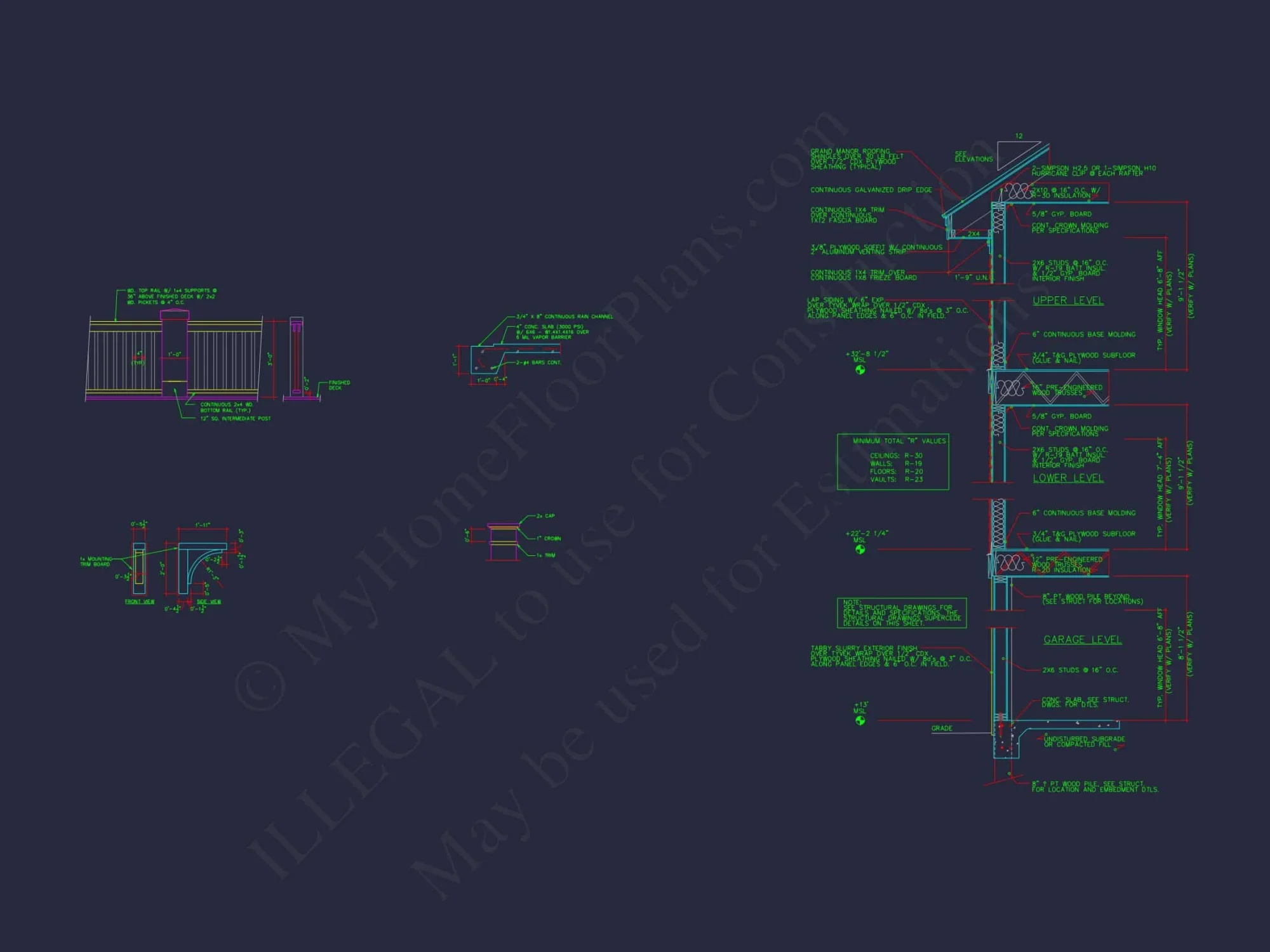 Beach house Plan w/Coastal Design - 5477 Sq Ft, 4 Beds, 4 Baths