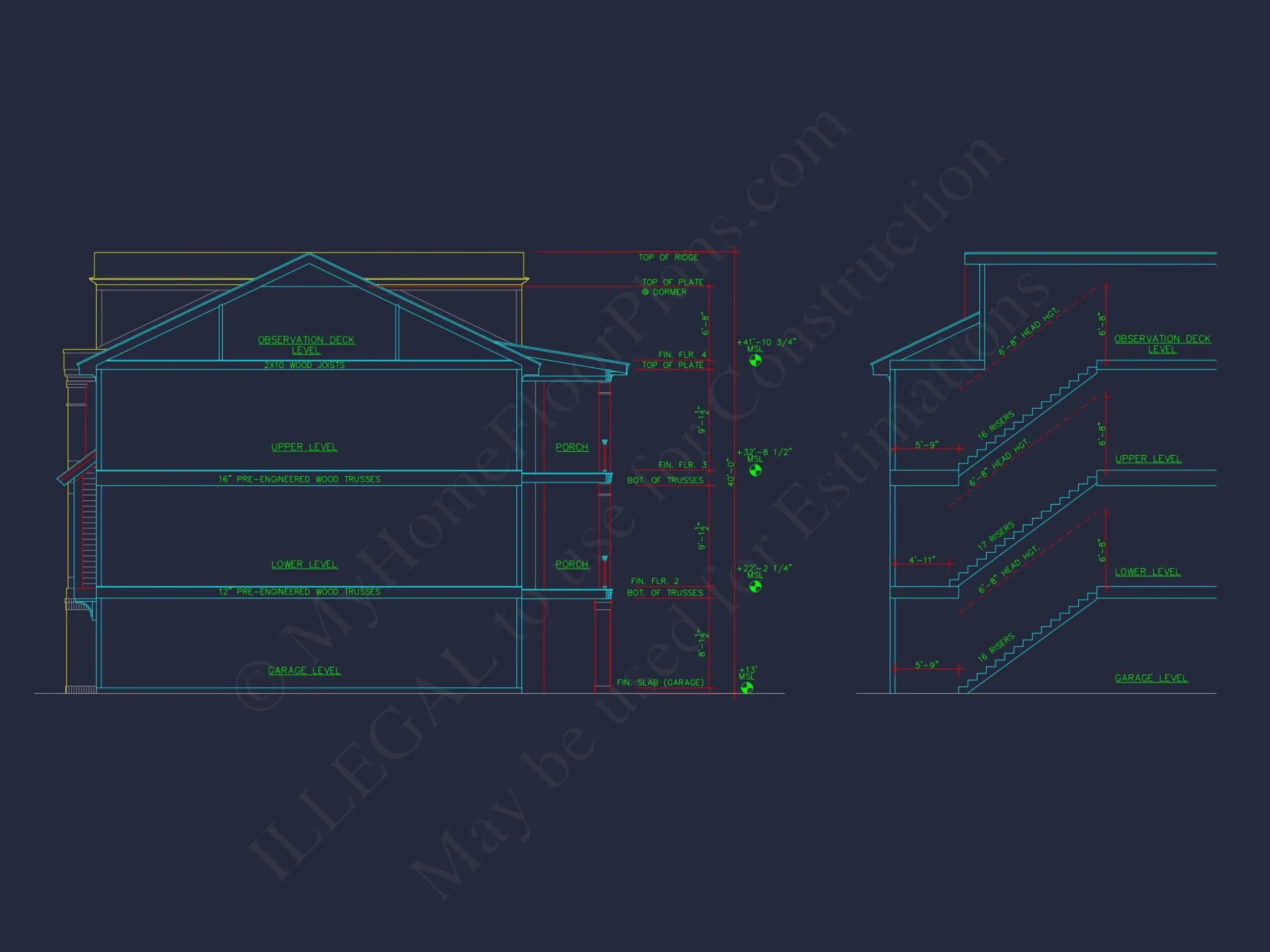 Beach house Plan w/Coastal Design - 5477 Sq Ft, 4 Beds, 4 Baths