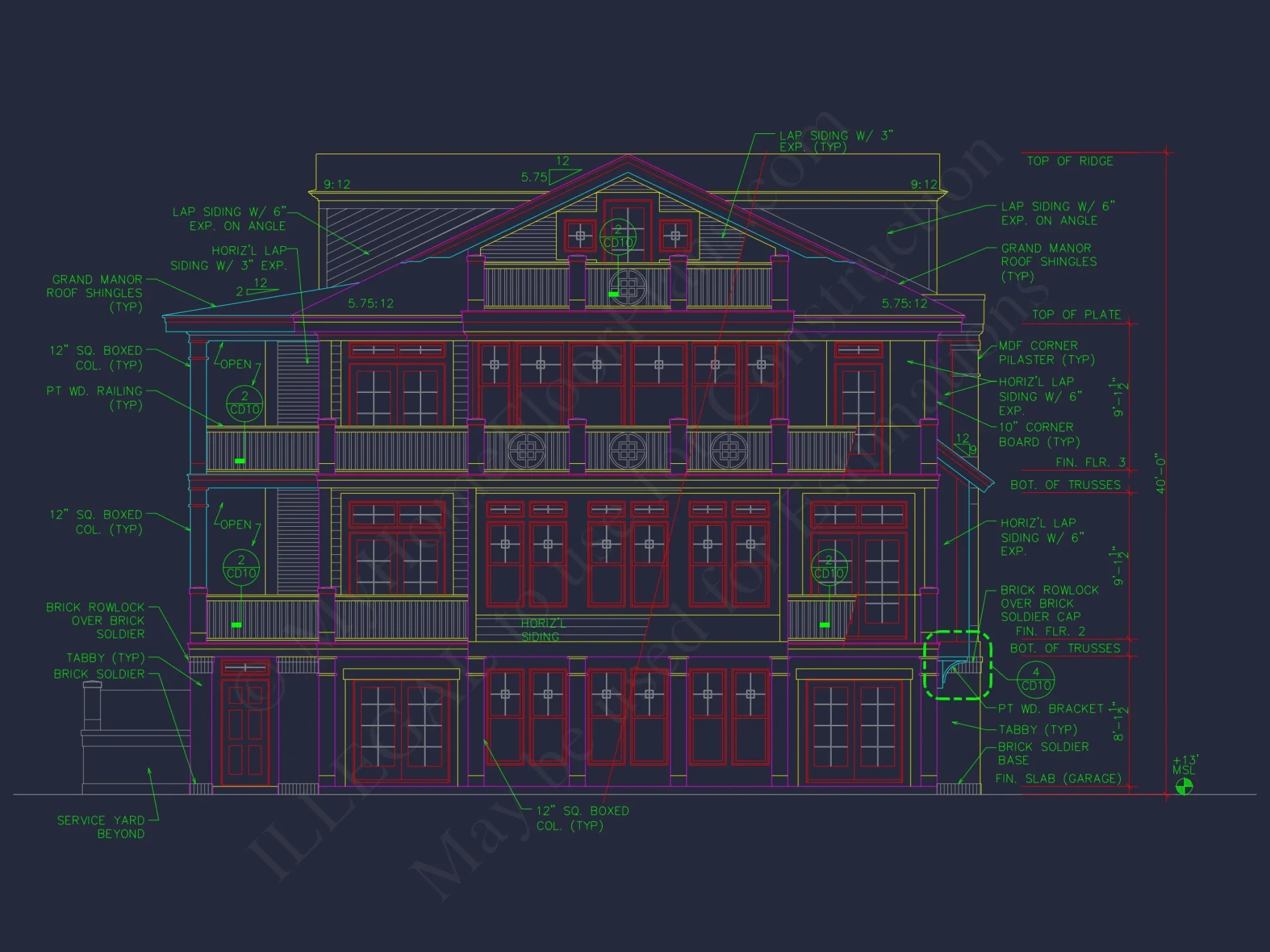 Beach house Plan w/Coastal Design - 5477 Sq Ft, 4 Beds, 4 Baths