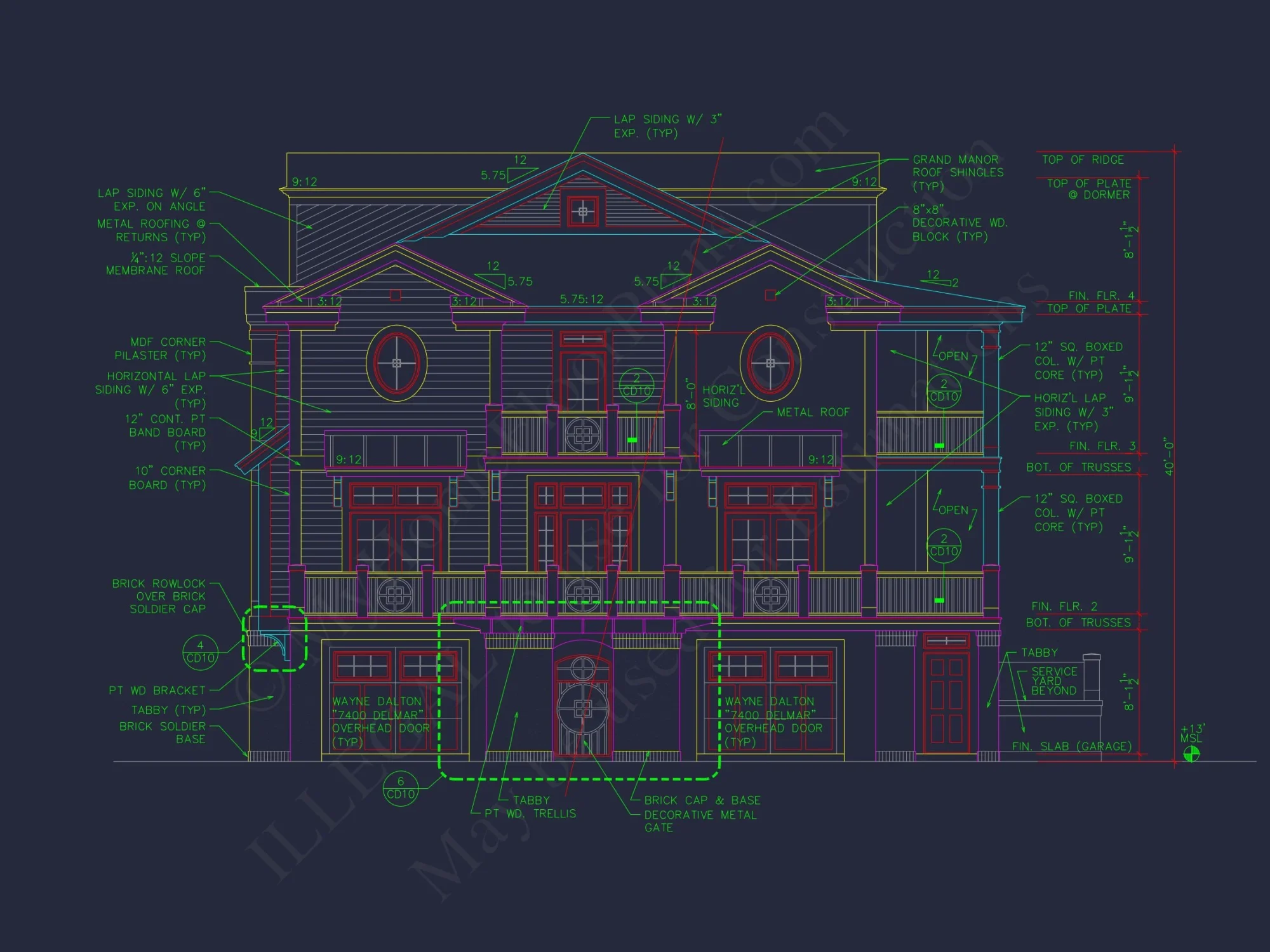 Beach house Plan w/Coastal Design - 5477 Sq Ft, 4 Beds, 4 Baths