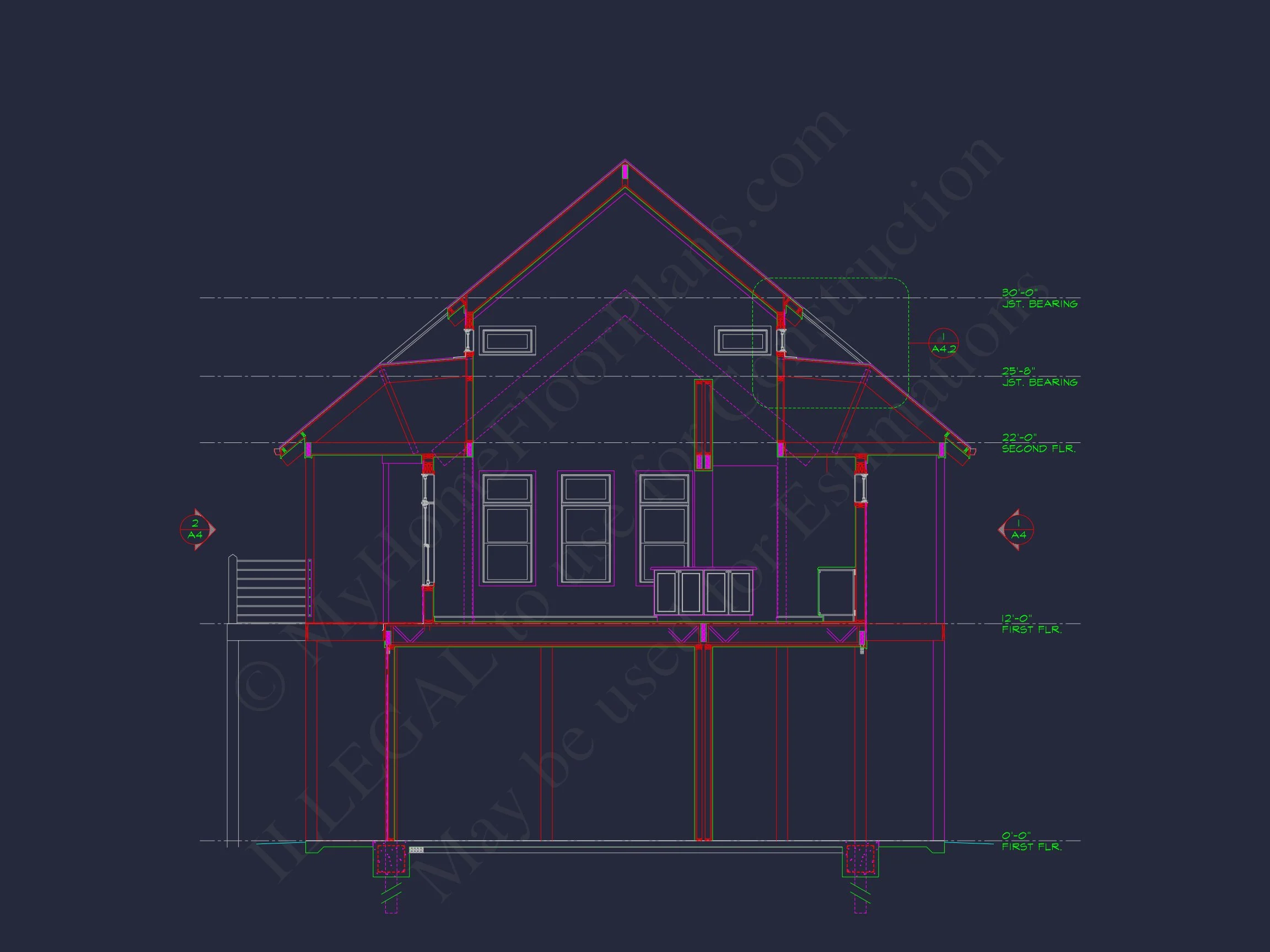 9-1657 HOUSE PLAN - Beach House Plan 4452 Sq Ft | 4 Bed | 4 Bath | 3 Story Blueprint 7 4 Bath