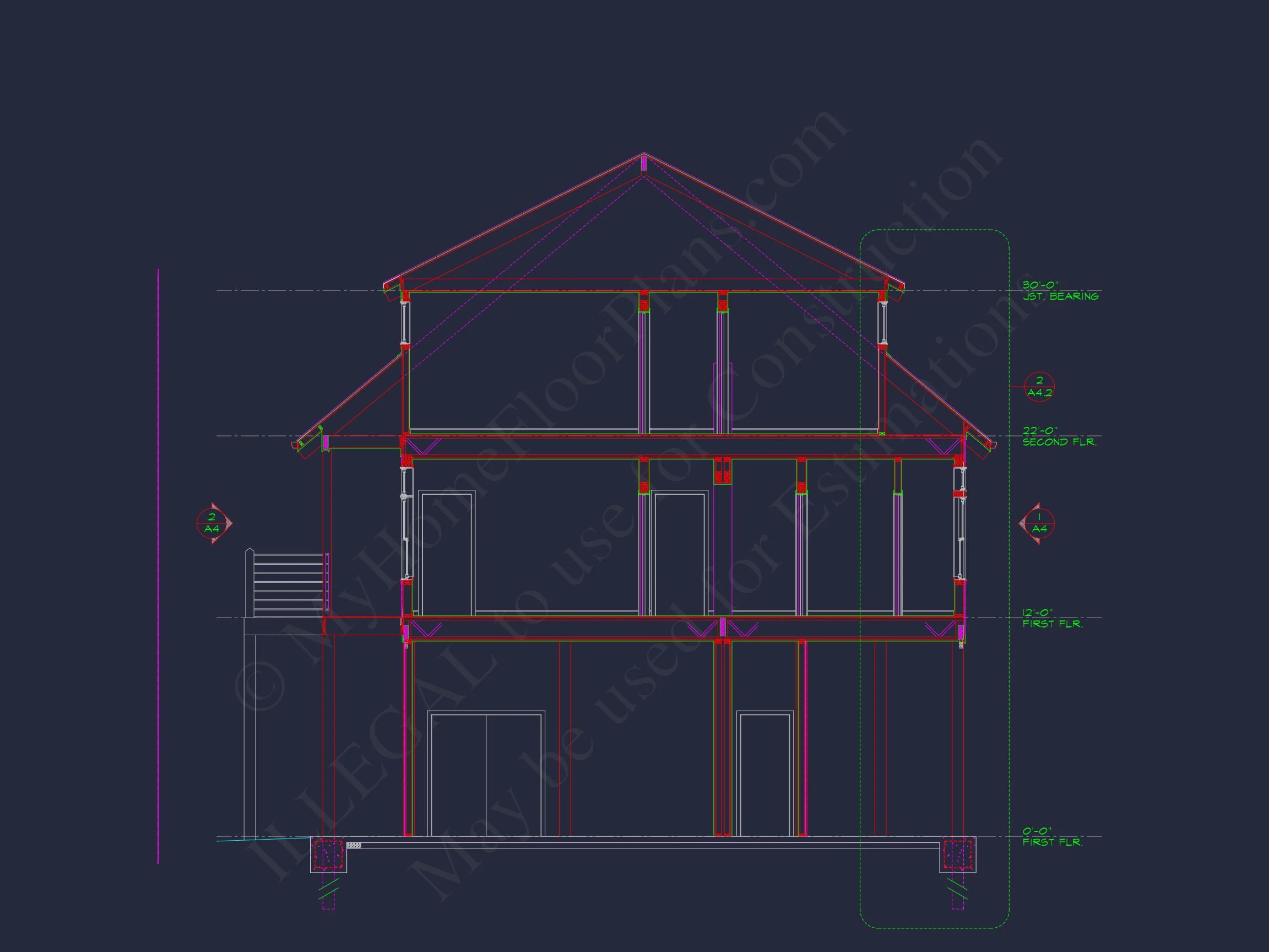 9-1657 HOUSE PLAN - Beach House Plan 4452 Sq Ft | 4 Bed | 4 Bath | 3 Story Blueprint 6 4 Bed