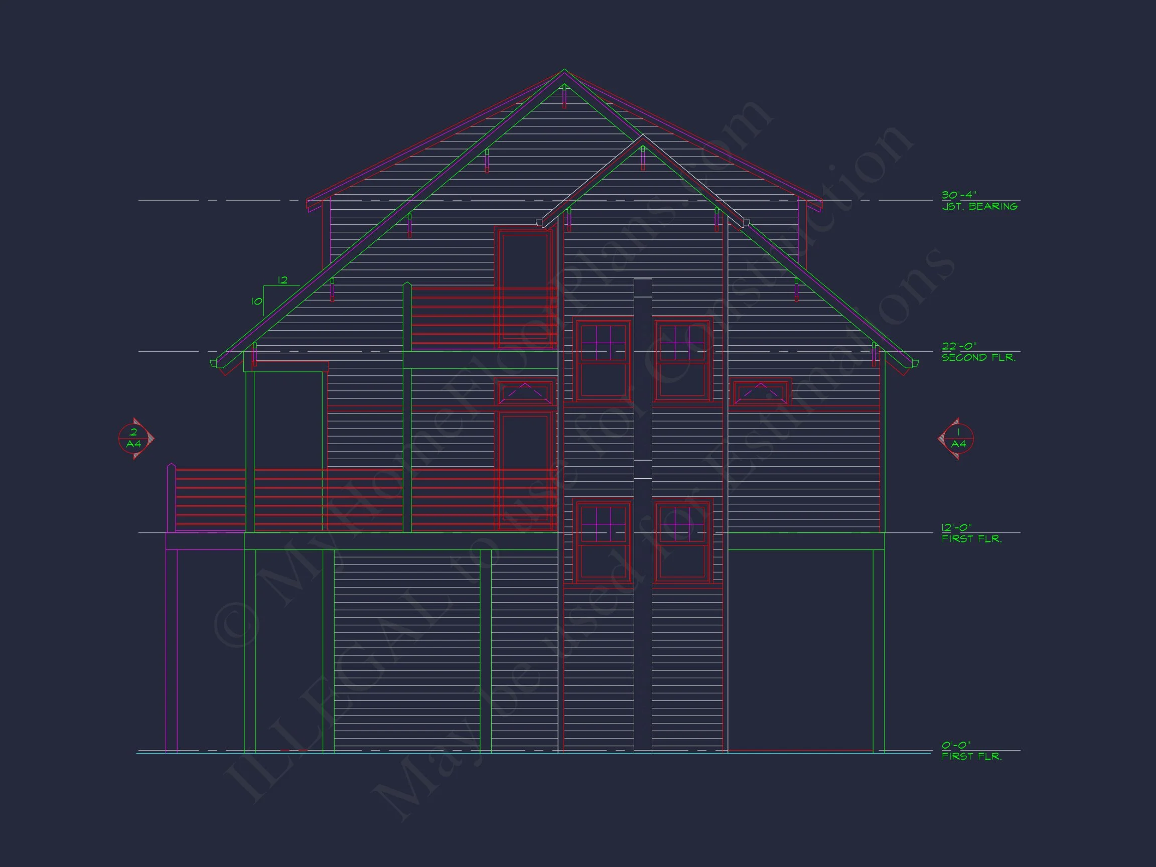 9-1657 HOUSE PLAN - Beach House Plan 4452 Sq Ft | 4 Bed | 4 Bath | 3 Story Blueprint 4 3 Story Blueprint