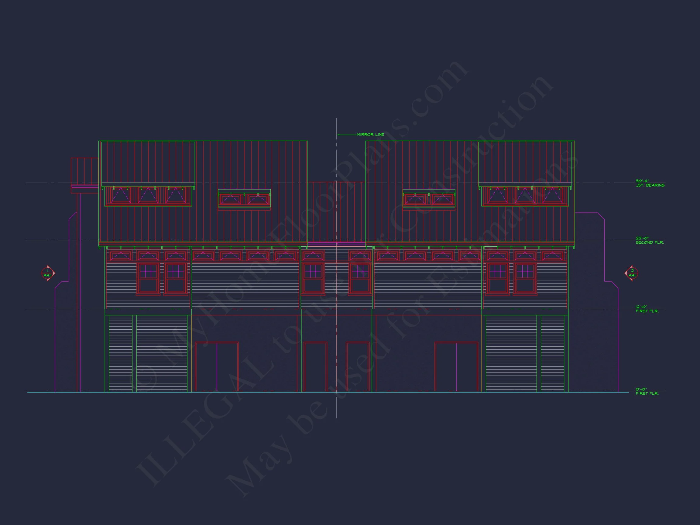 9-1657 HOUSE PLAN - Beach House Plan 4452 Sq Ft | 4 Bed | 4 Bath | 3 Story Blueprint 3 4 Bath