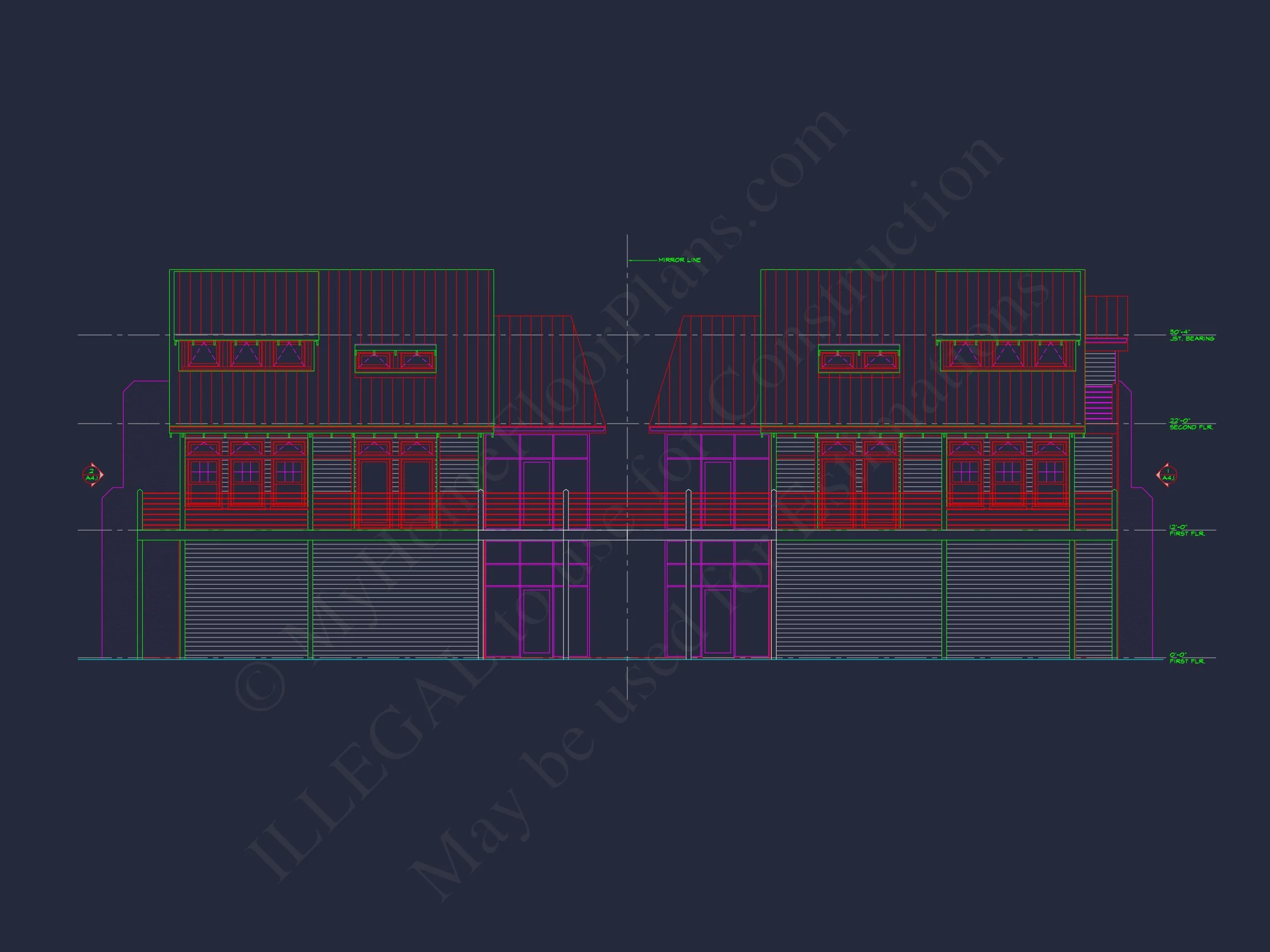 9-1657 HOUSE PLAN - Beach House Plan 4452 Sq Ft | 4 Bed | 4 Bath | 3 Story Blueprint 2 4 Bed