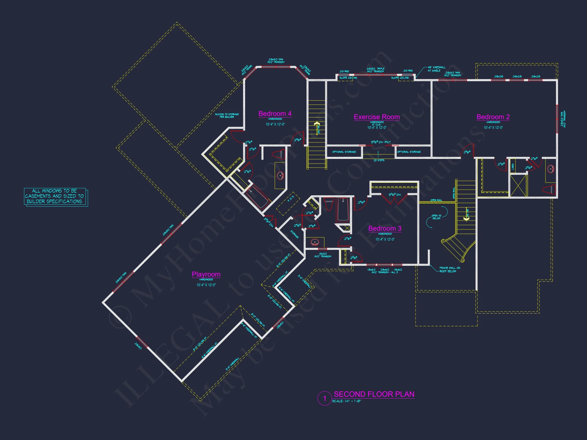 Traditional Craftsman house Plan - 4 Bed, 4 Bath, 5350 SqFt - Blueprint & CAD