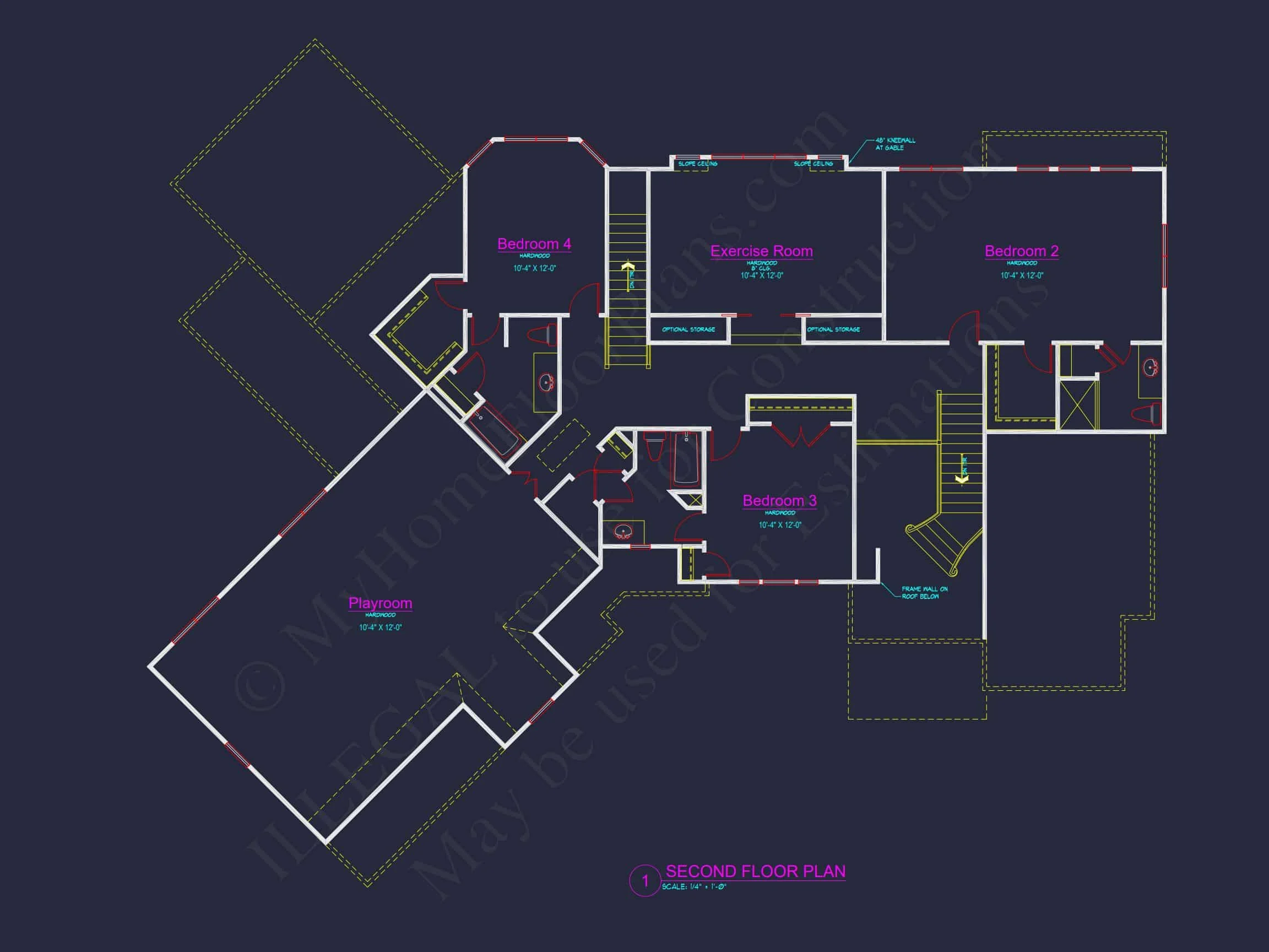 Traditional Craftsman house Plan - 4 Bed, 4 Bath, 5350 SqFt - Blueprint & CAD