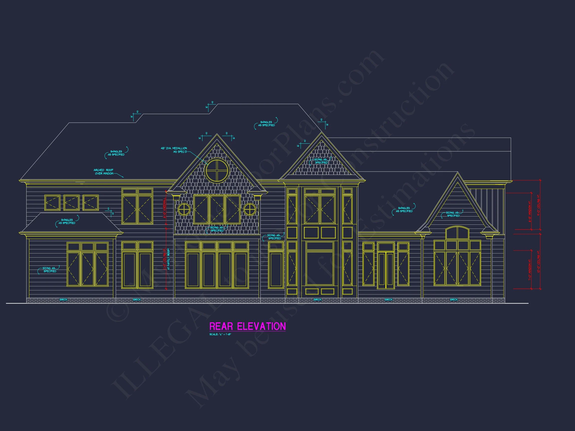 Traditional Craftsman house Plan - 4 Bed, 4 Bath, 5350 SqFt - Blueprint & CAD