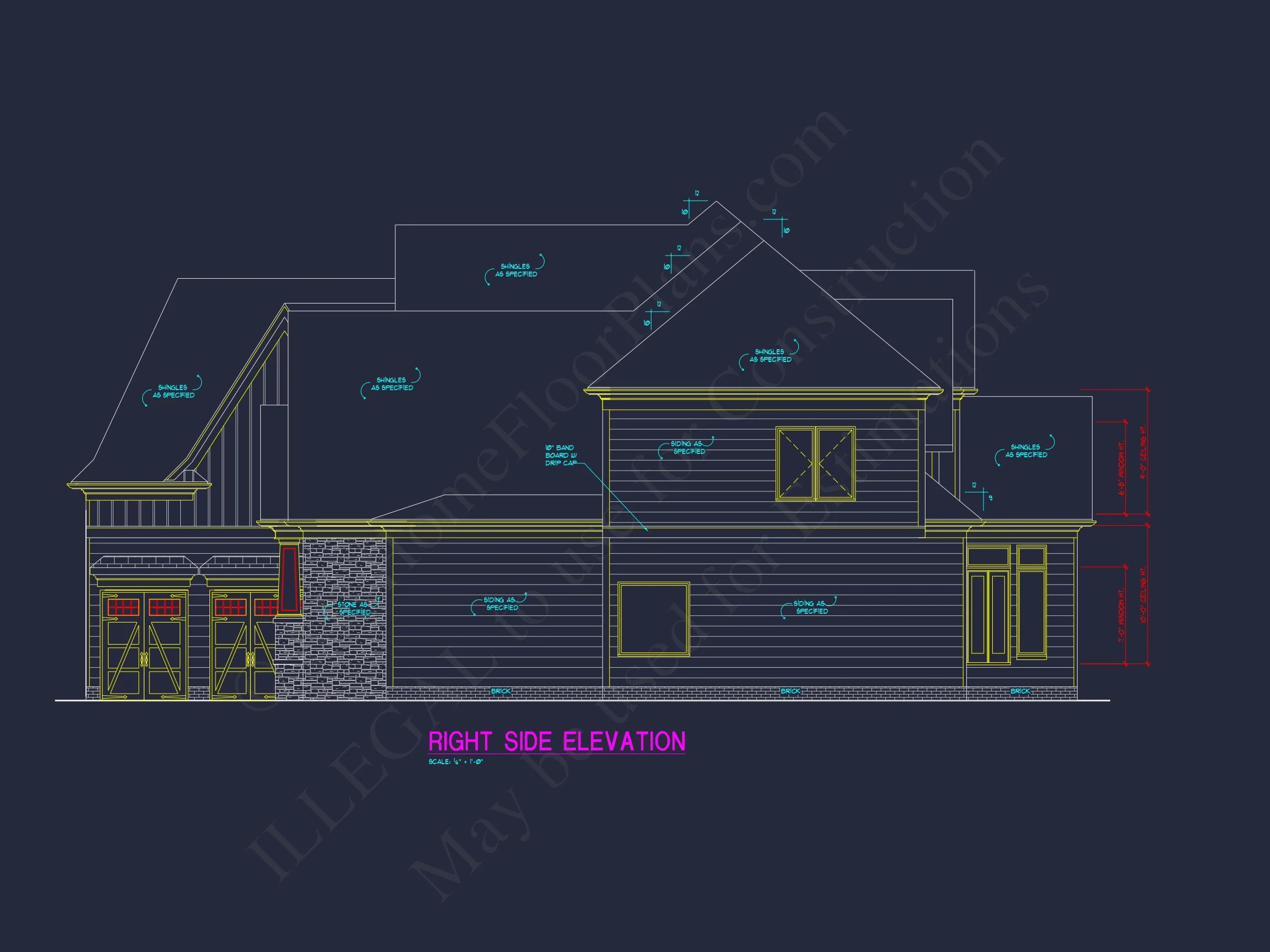 Traditional Craftsman house Plan - 4 Bed, 4 Bath, 5350 SqFt - Blueprint & CAD