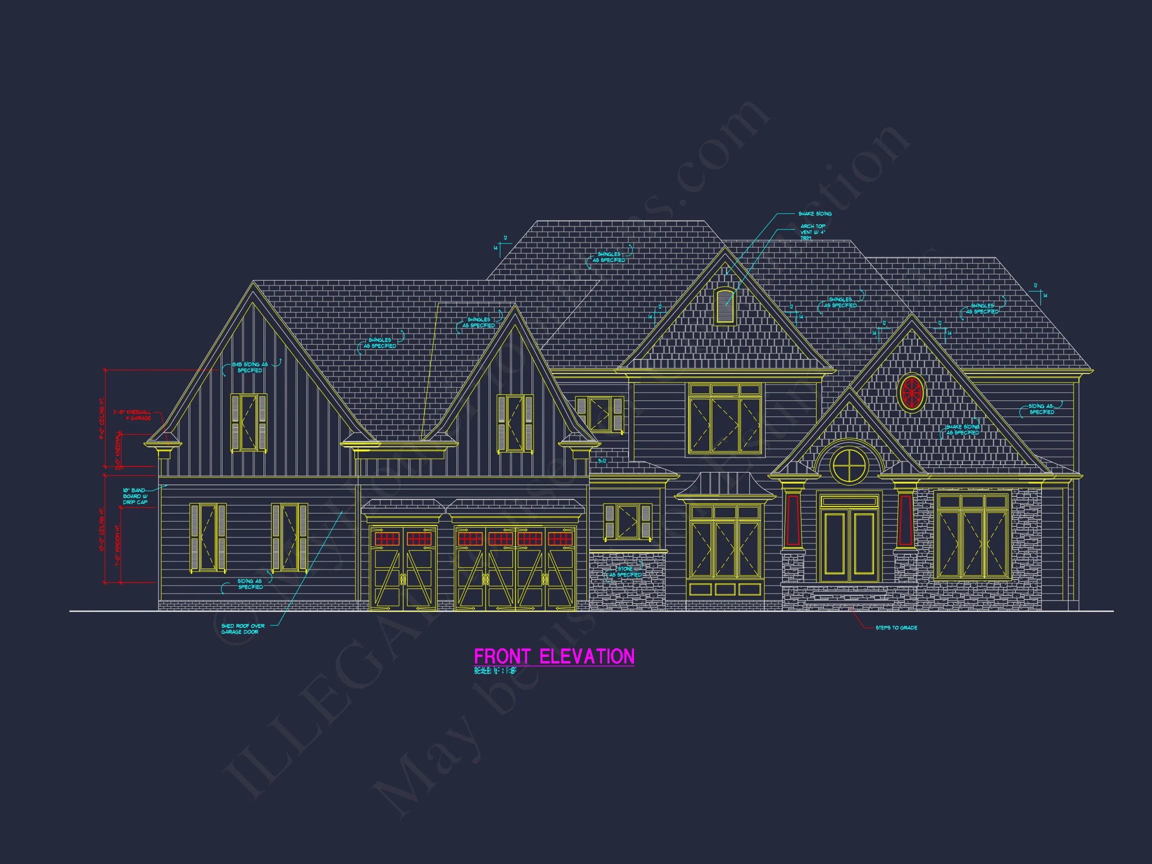 Traditional Craftsman house Plan - 4 Bed, 4 Bath, 5350 SqFt - Blueprint & CAD