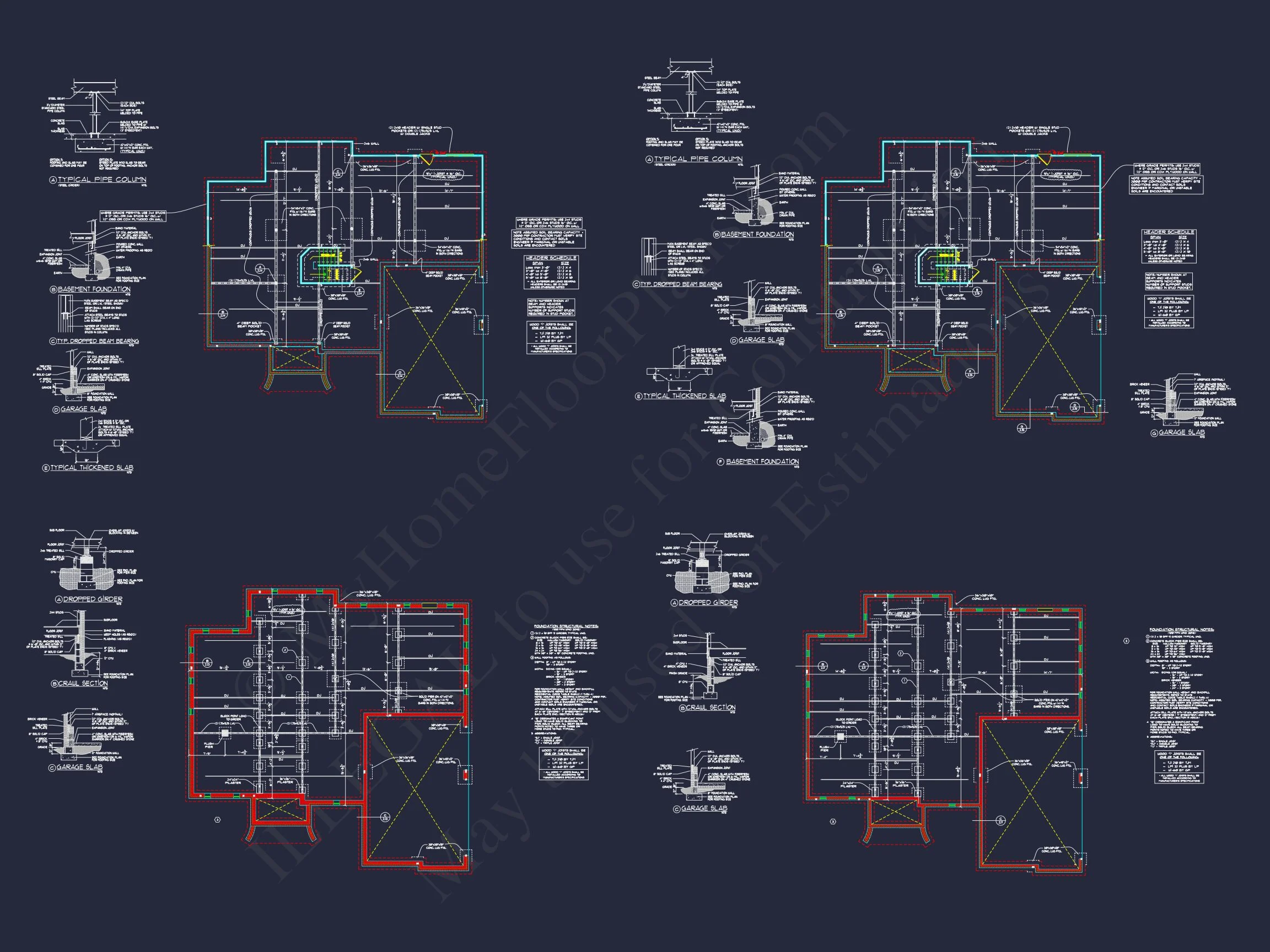 Elegant house Plan with 3 Bedrooms, 4 Baths - CAD Blueprints Available
