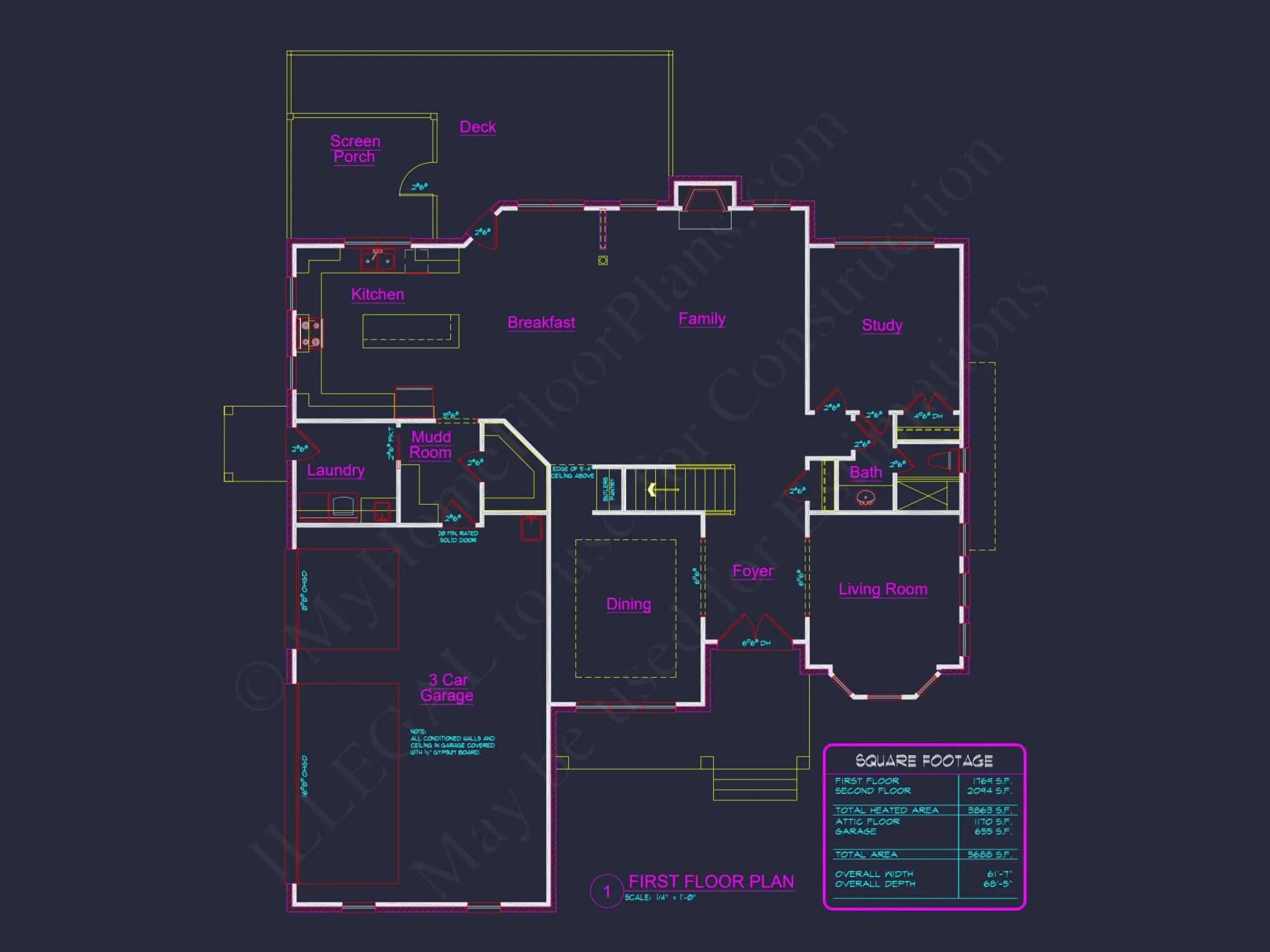 Colonial Revival house Plan: 3D Blueprint for Spacious Designs