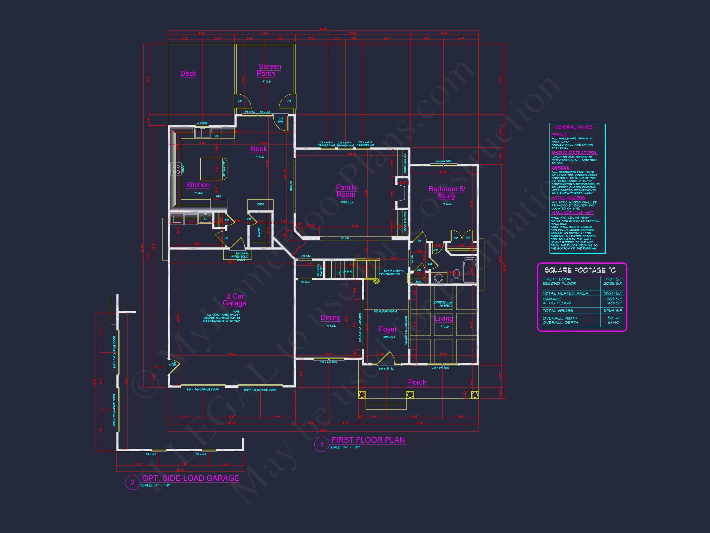 Spacious 2-Story house Plan with CAD Designs and 4 Elevations