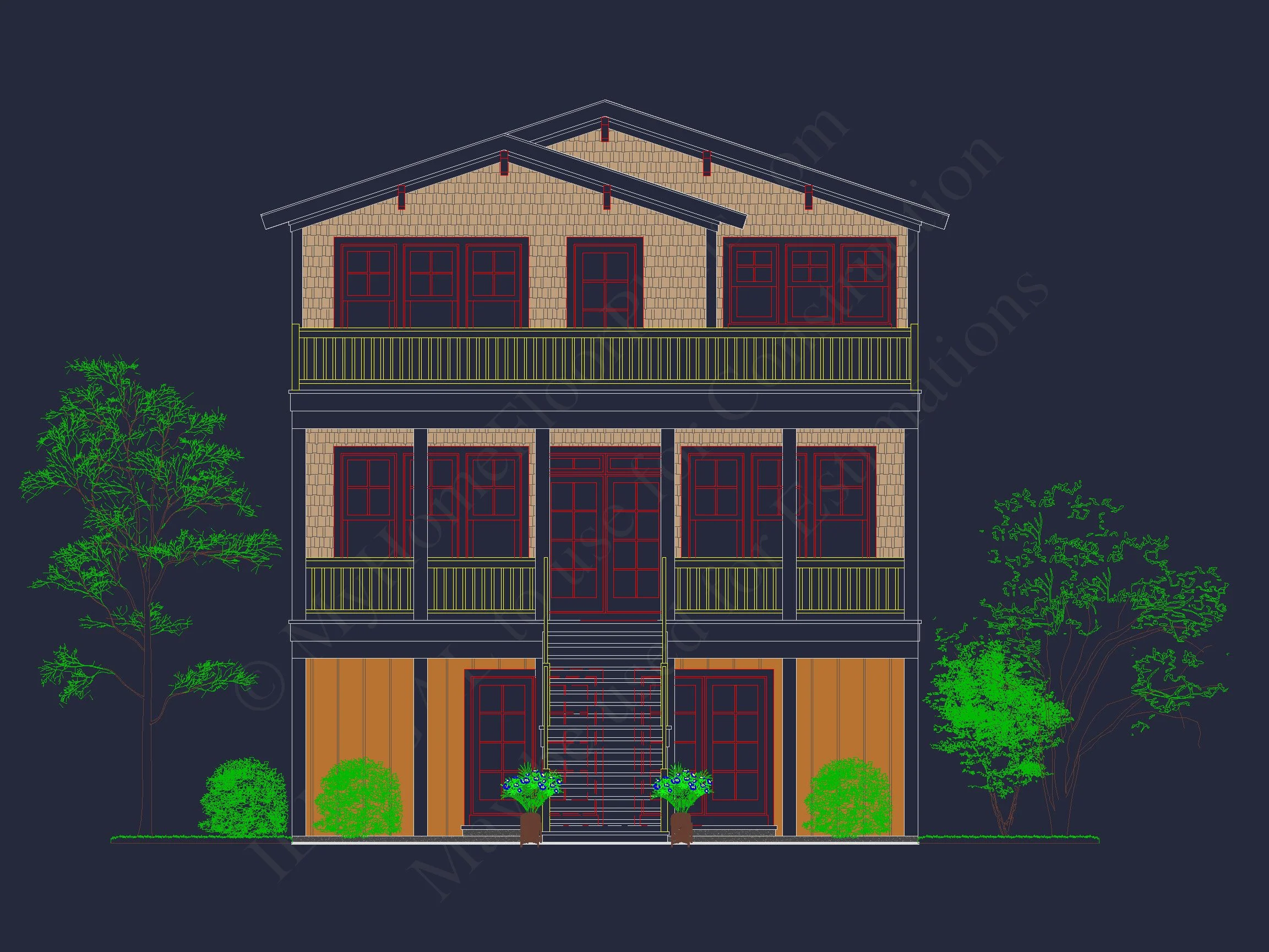 Elegant Beach house Plan with Detailed CAD Designs & Blueprints