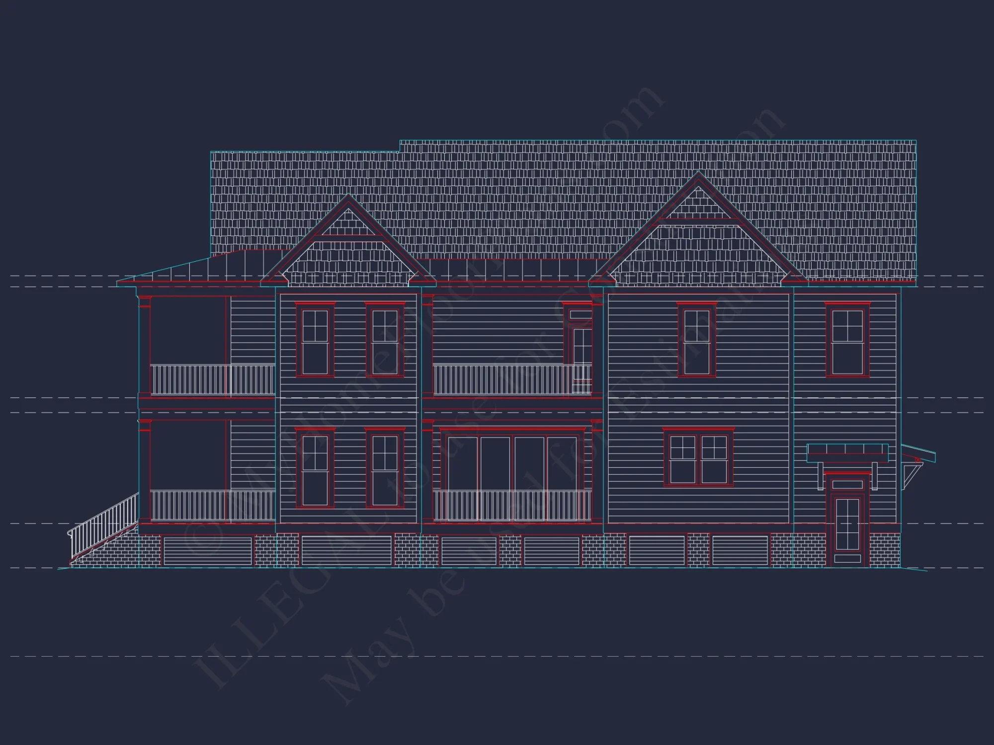 Modern house Plan with Detailed CAD Blueprint and Architecture