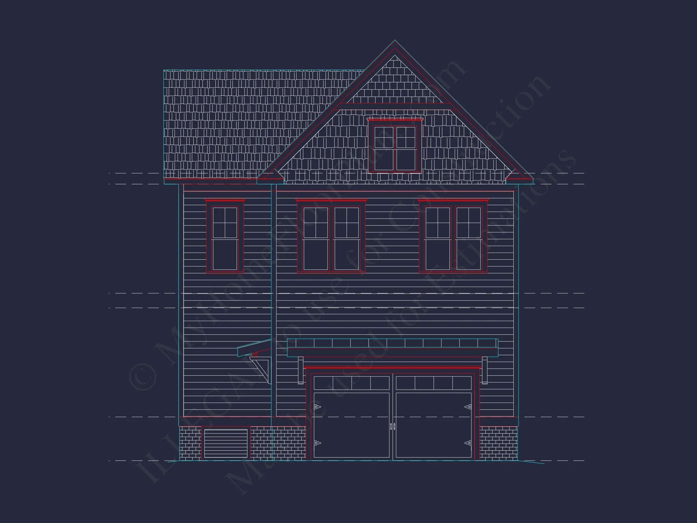 Modern house Plan with Detailed CAD Blueprint and Architecture