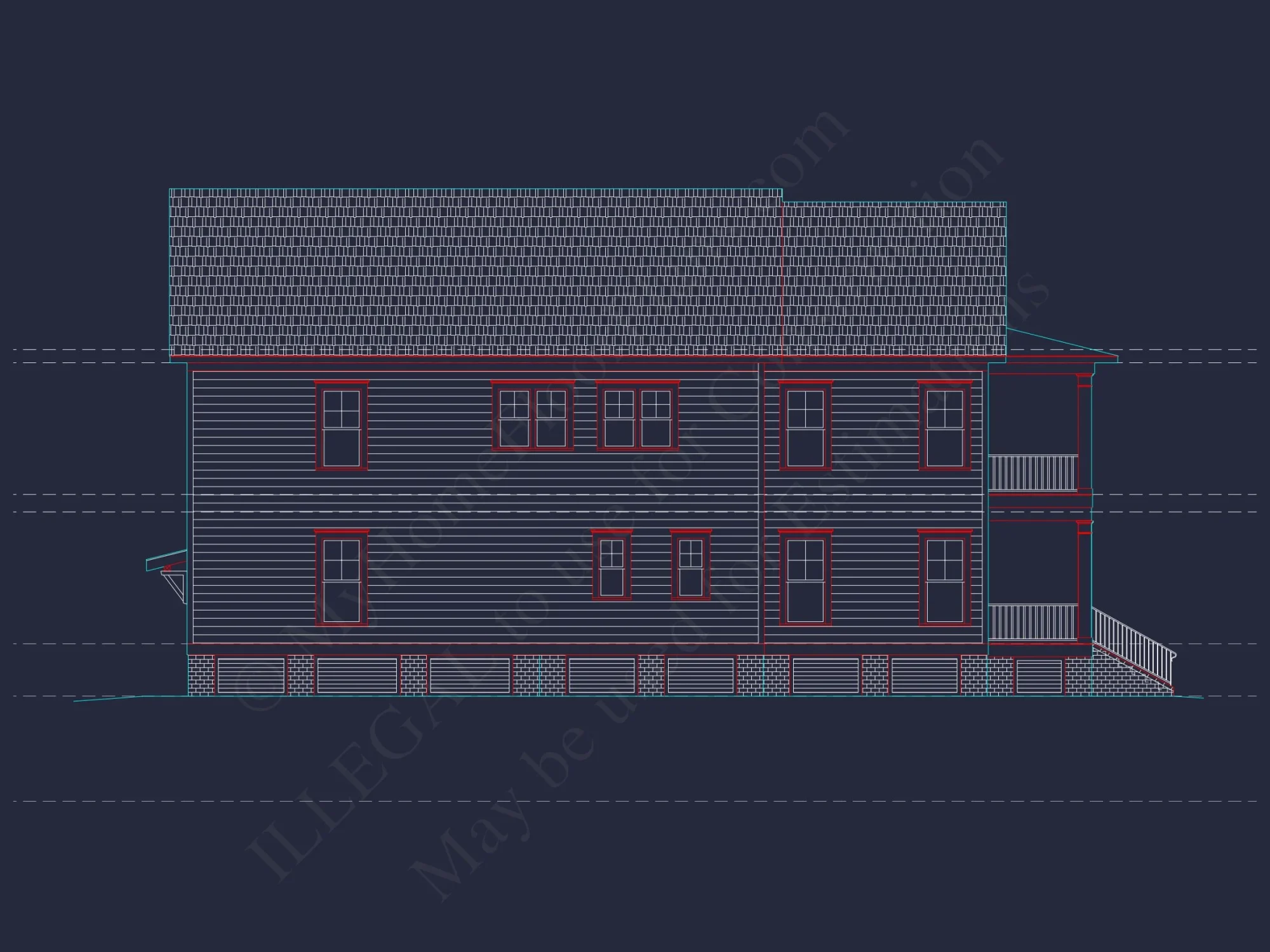 Modern house Plan with Detailed CAD Blueprint and Architecture