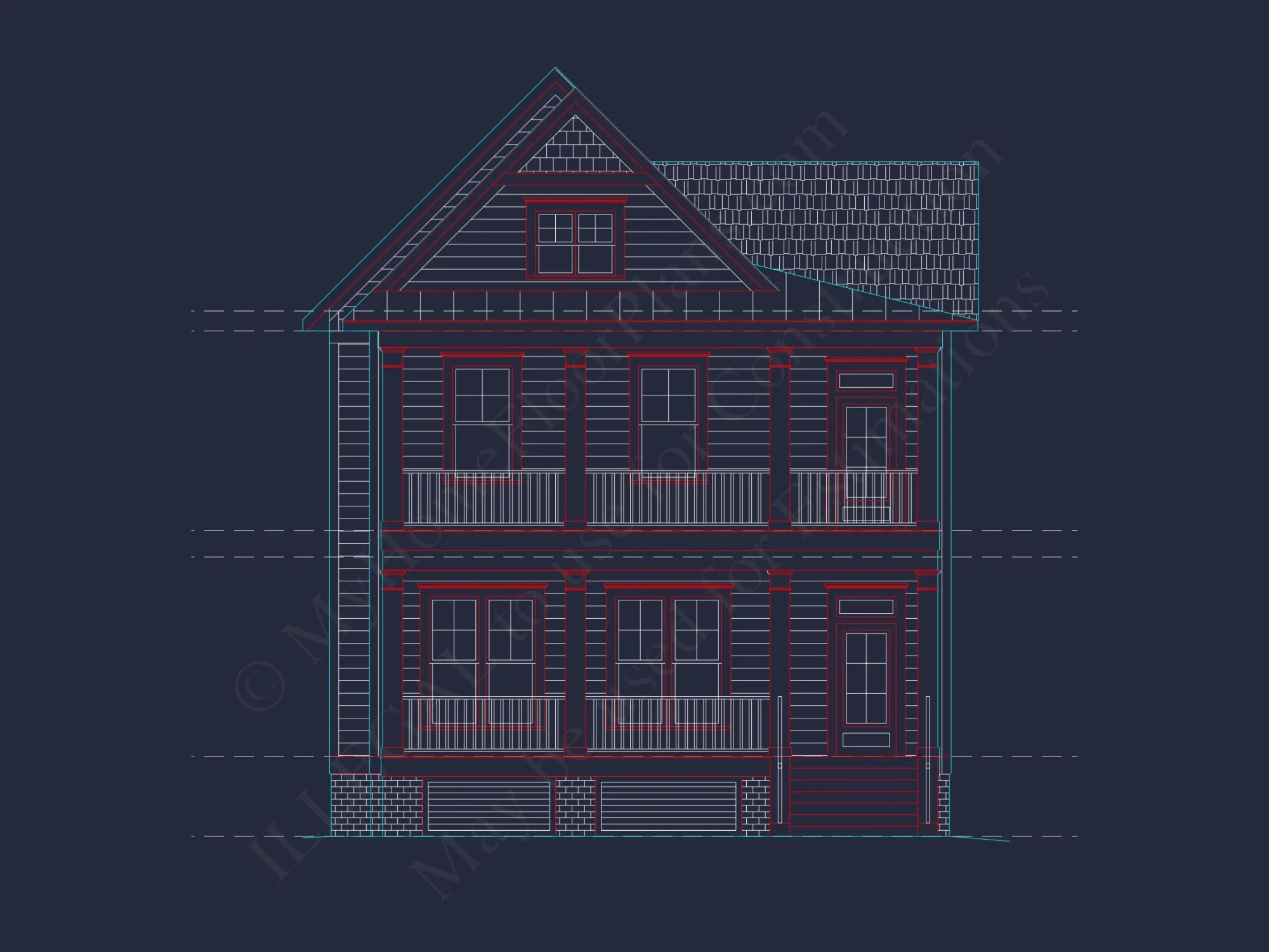 Modern house Plan with Detailed CAD Blueprint and Architecture