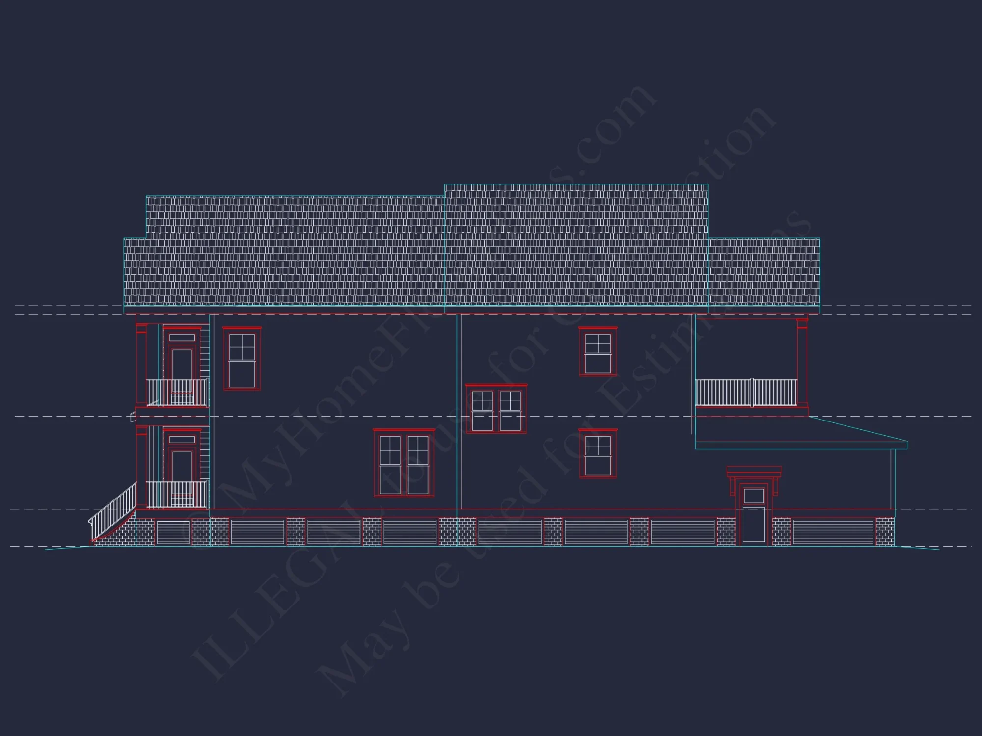 Modern 2-Story house Plan with CAD Blueprint & Designs