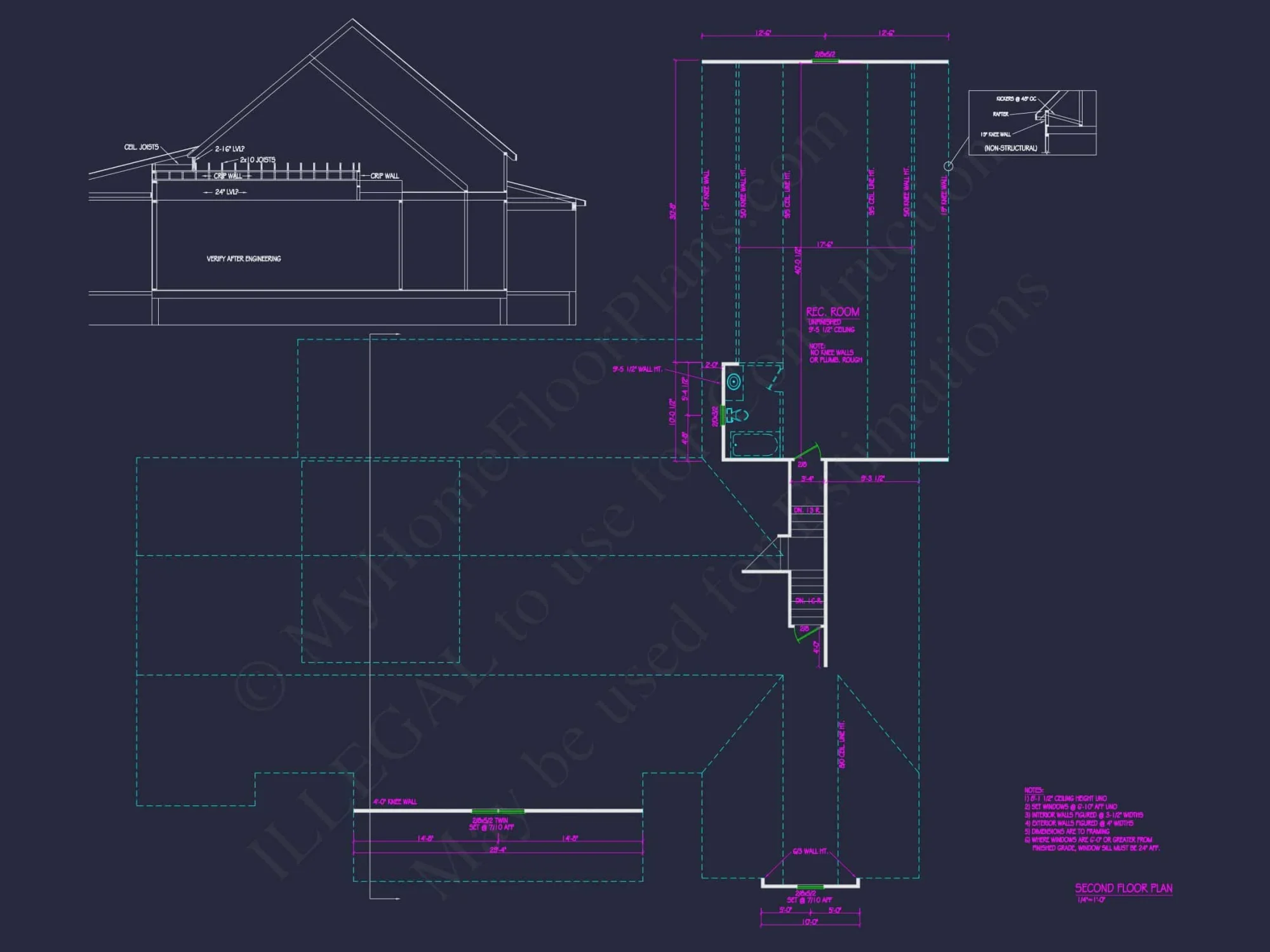 Spacious house Plan with 1.5 Floors, CAD Design & Features