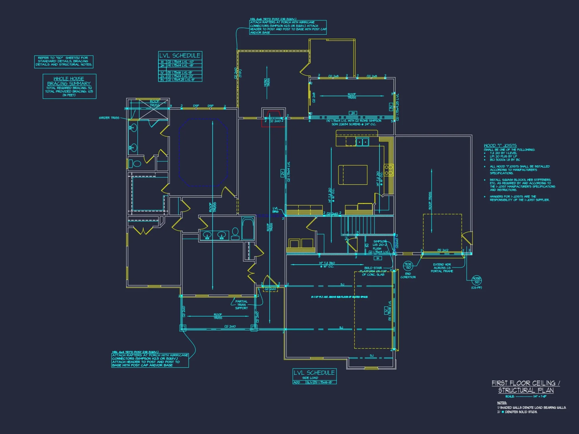 Spacious Craftsman house Floor Plan with CAD Architecture