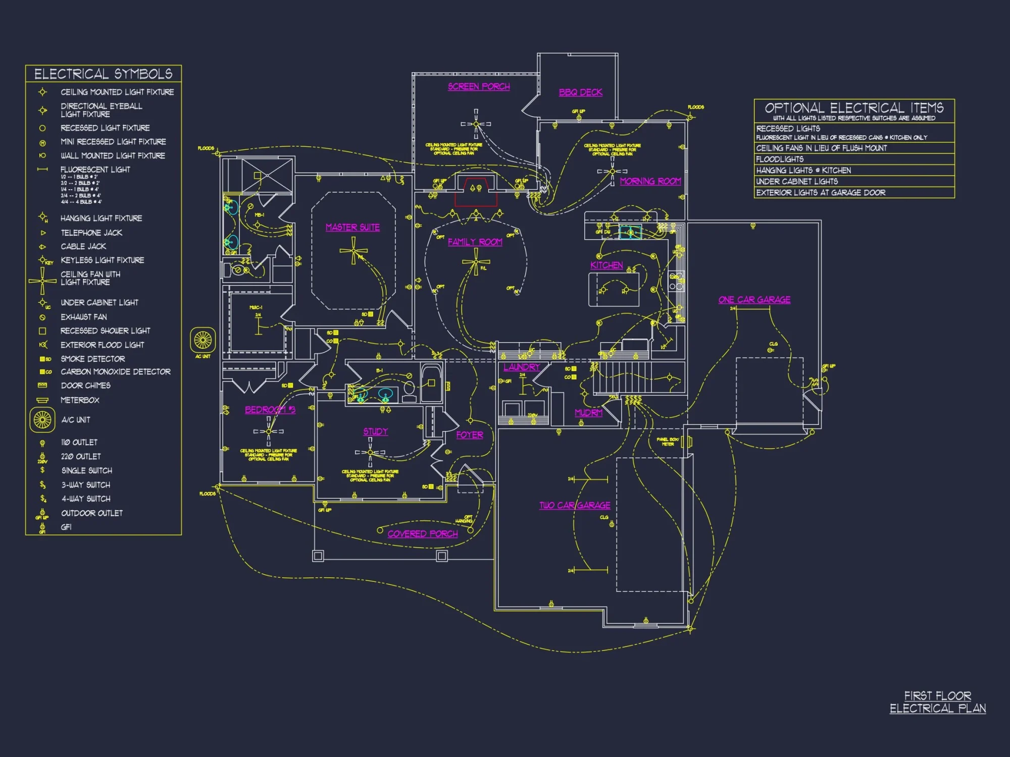 Spacious Craftsman house Floor Plan with CAD Architecture
