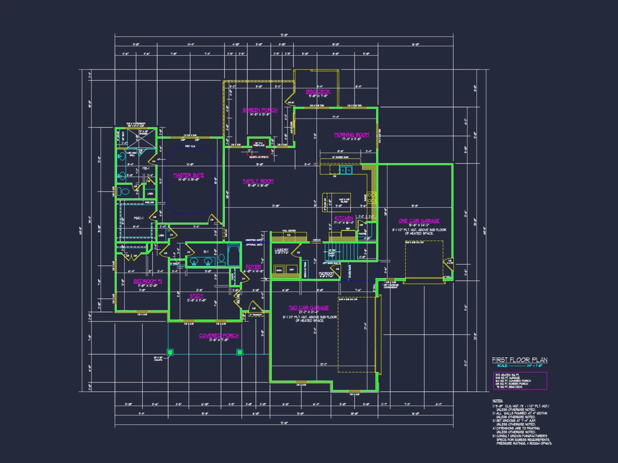 Spacious Craftsman house Floor Plan with CAD Architecture