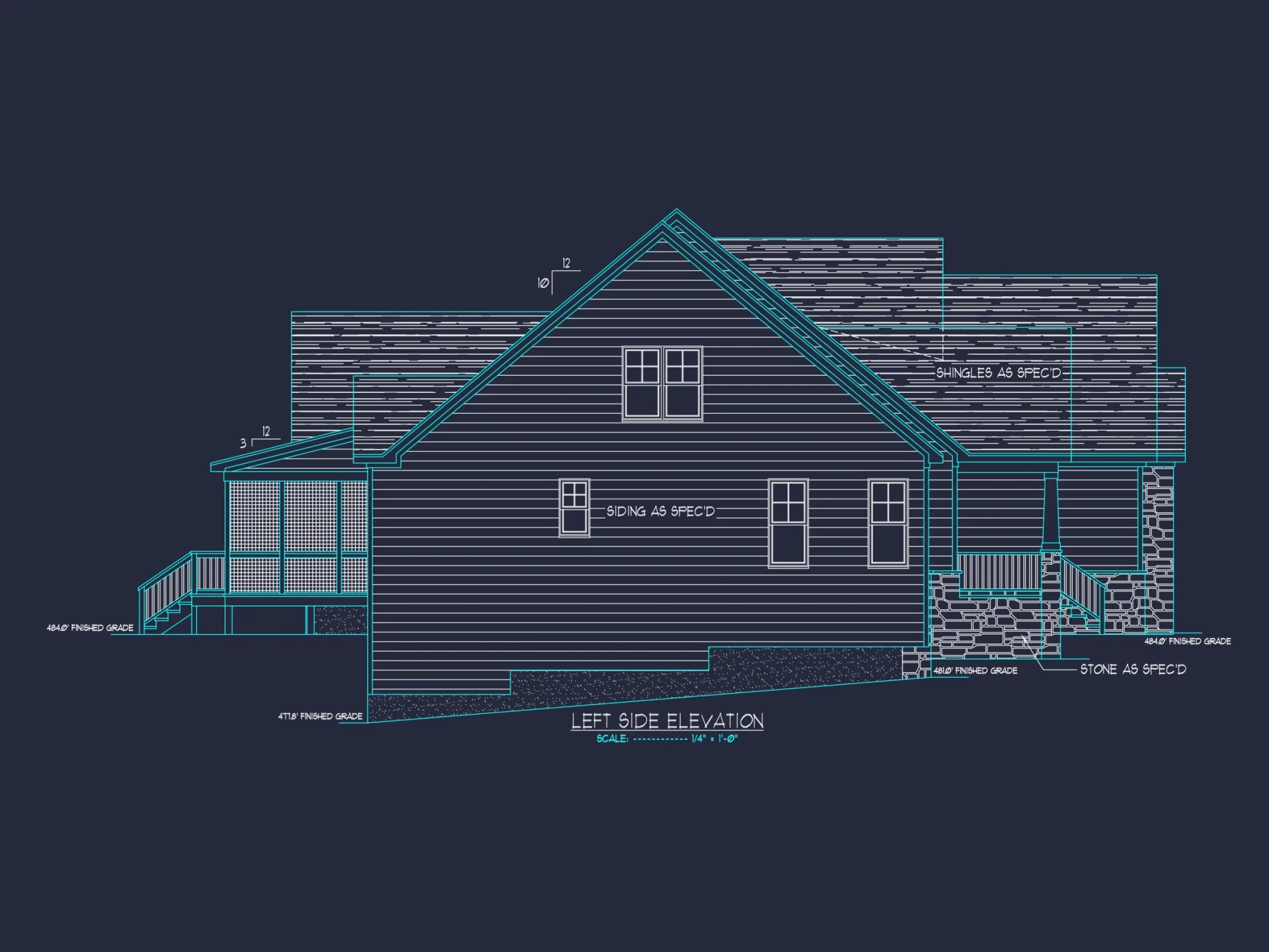 Spacious Craftsman house Floor Plan with CAD Architecture