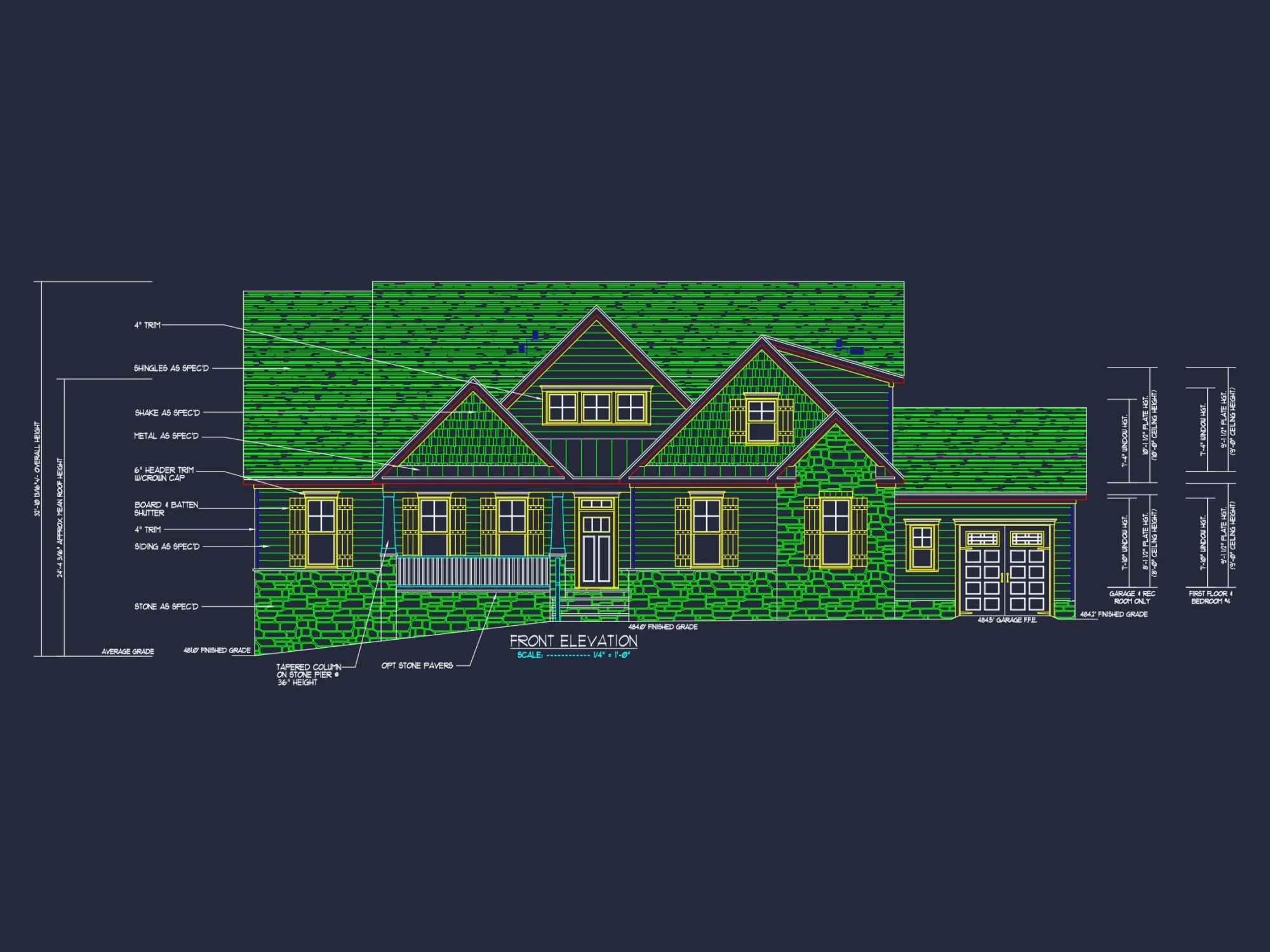 Spacious Craftsman house Floor Plan with CAD Architecture