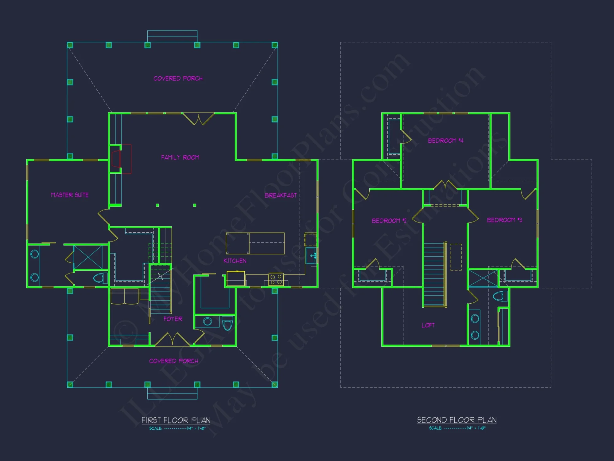 Two-Story house Plan with 4 Bedrooms and Open Floor Design