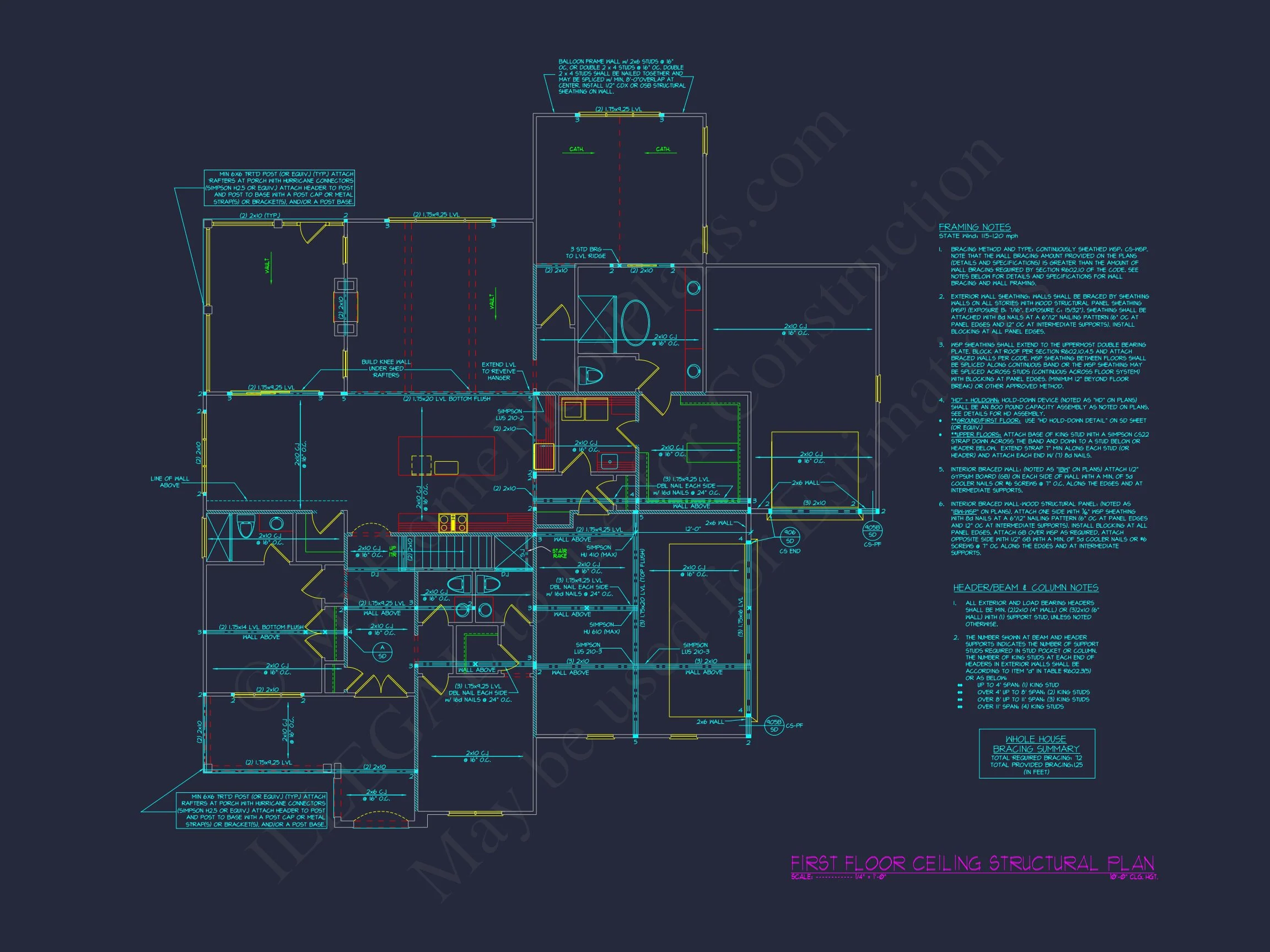 Modern Craftsman house Plan with CAD Designs and Floor Blueprint