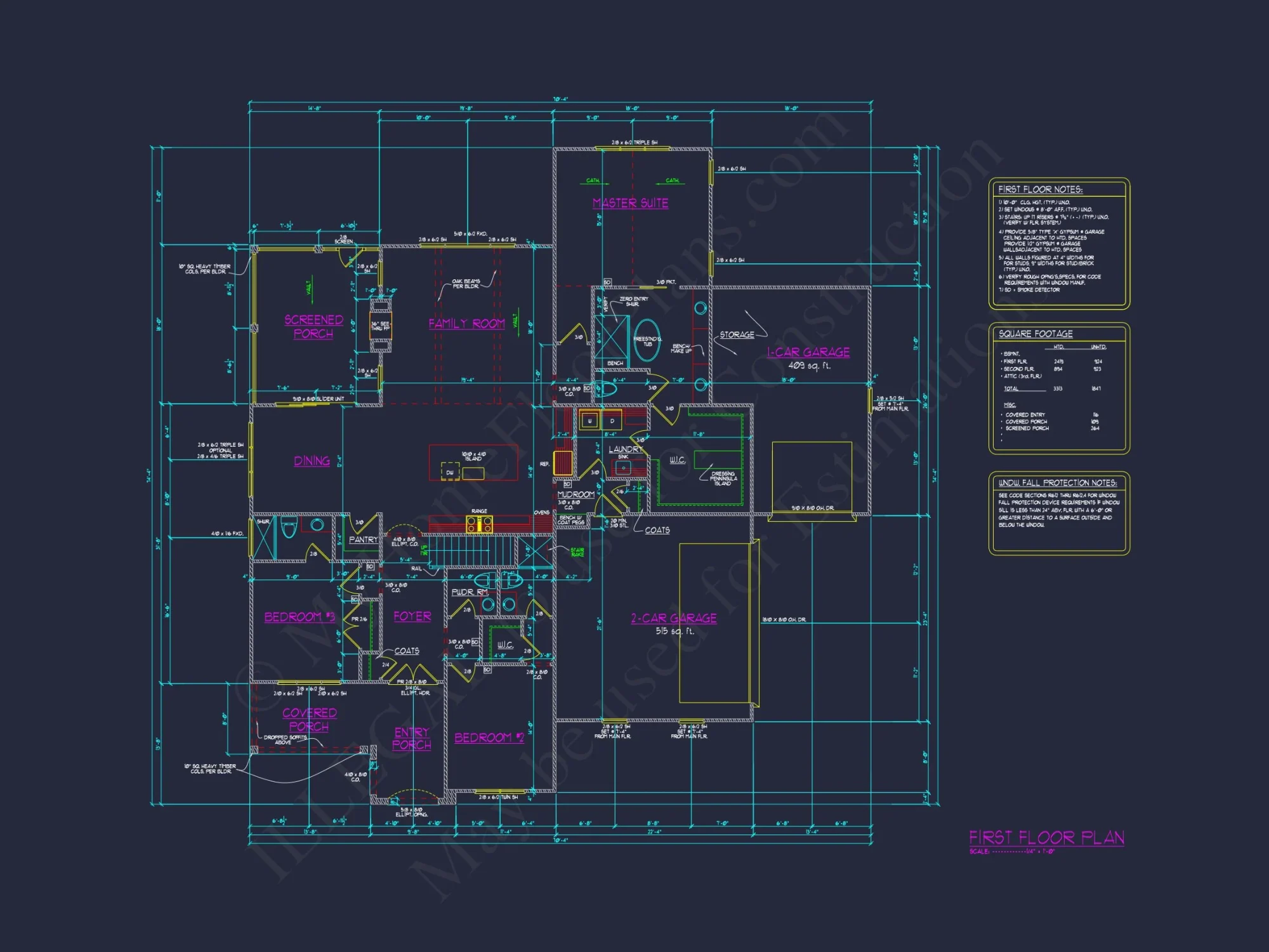 Modern Craftsman house Plan with CAD Designs and Floor Blueprint