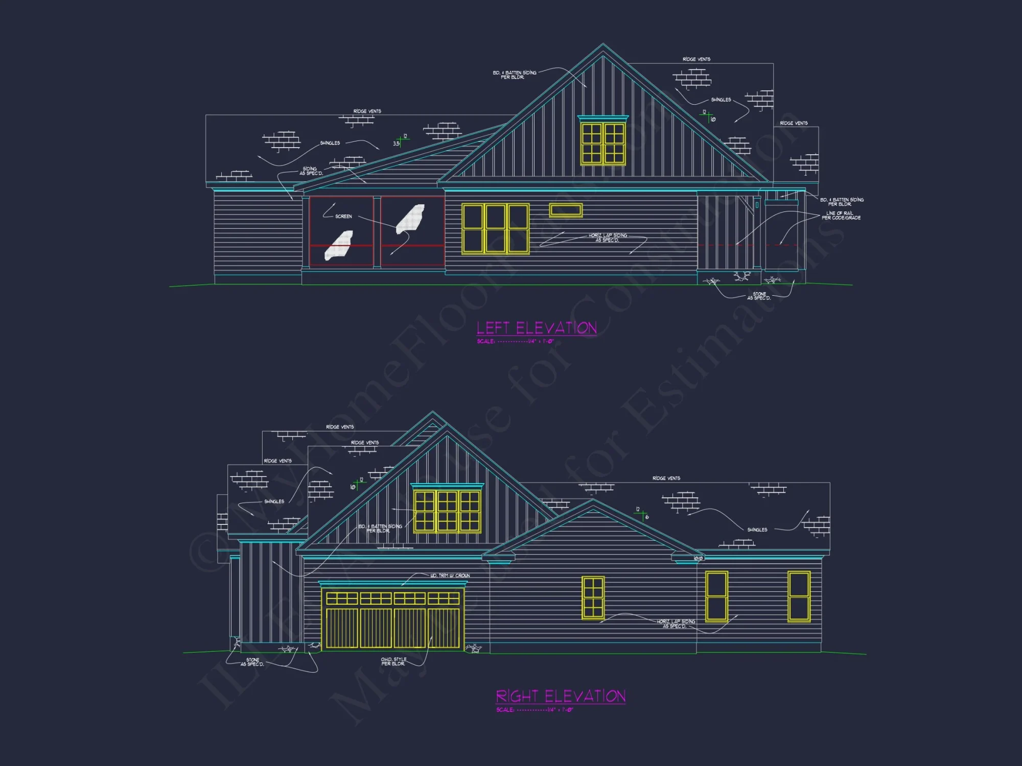 Modern Craftsman house Plan with CAD Designs and Floor Blueprint