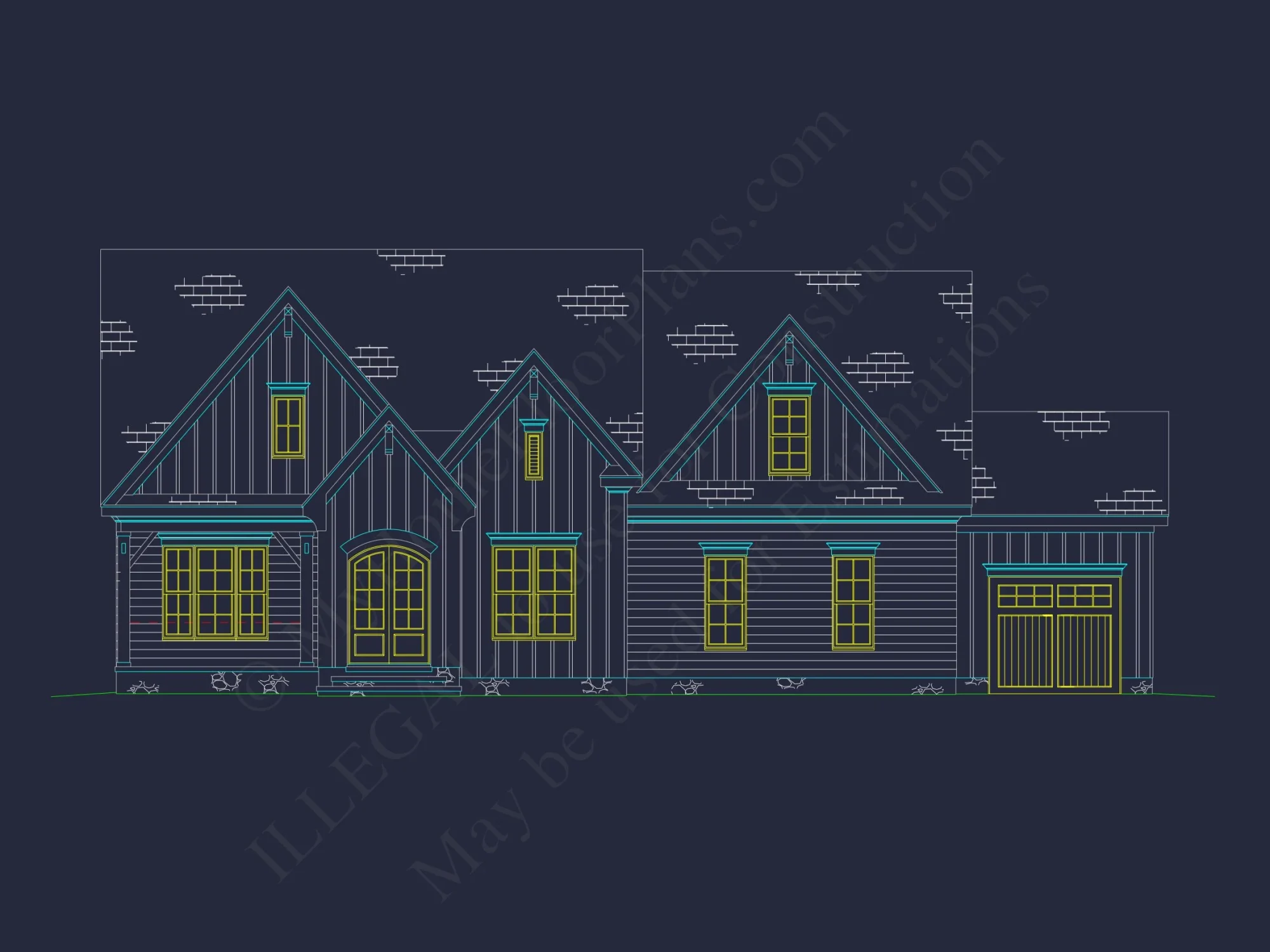 Modern Craftsman house Plan with CAD Designs and Floor Blueprint