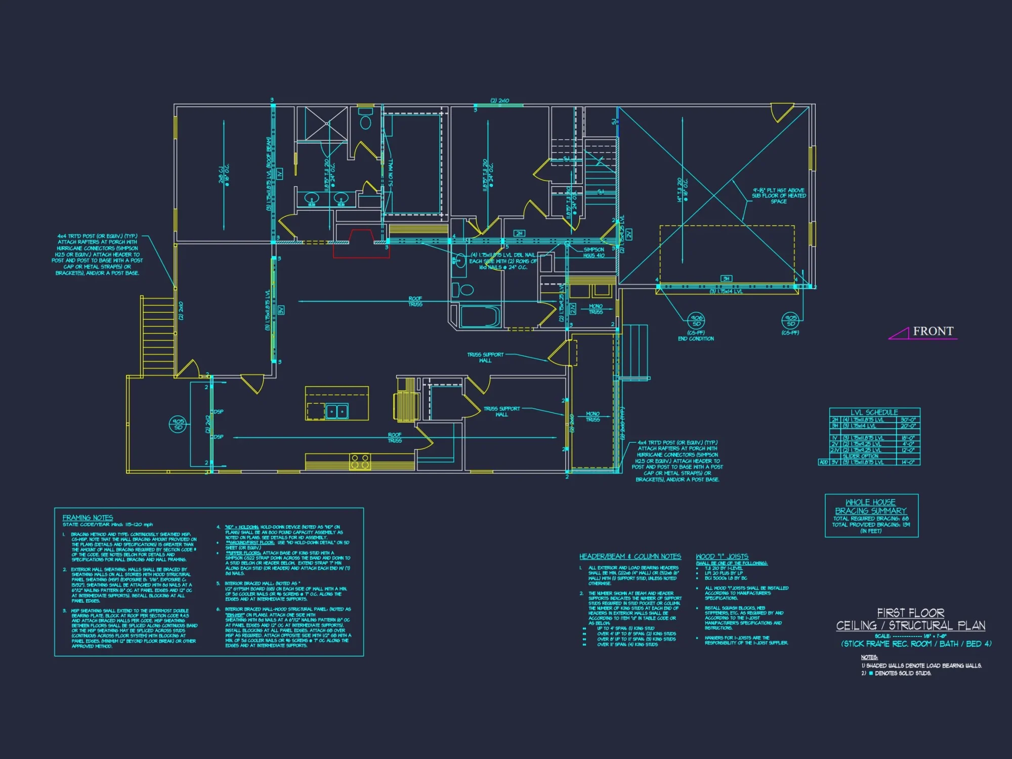 Modern Craftsman house Plan with 1.5 Stories and Open Floor Plan