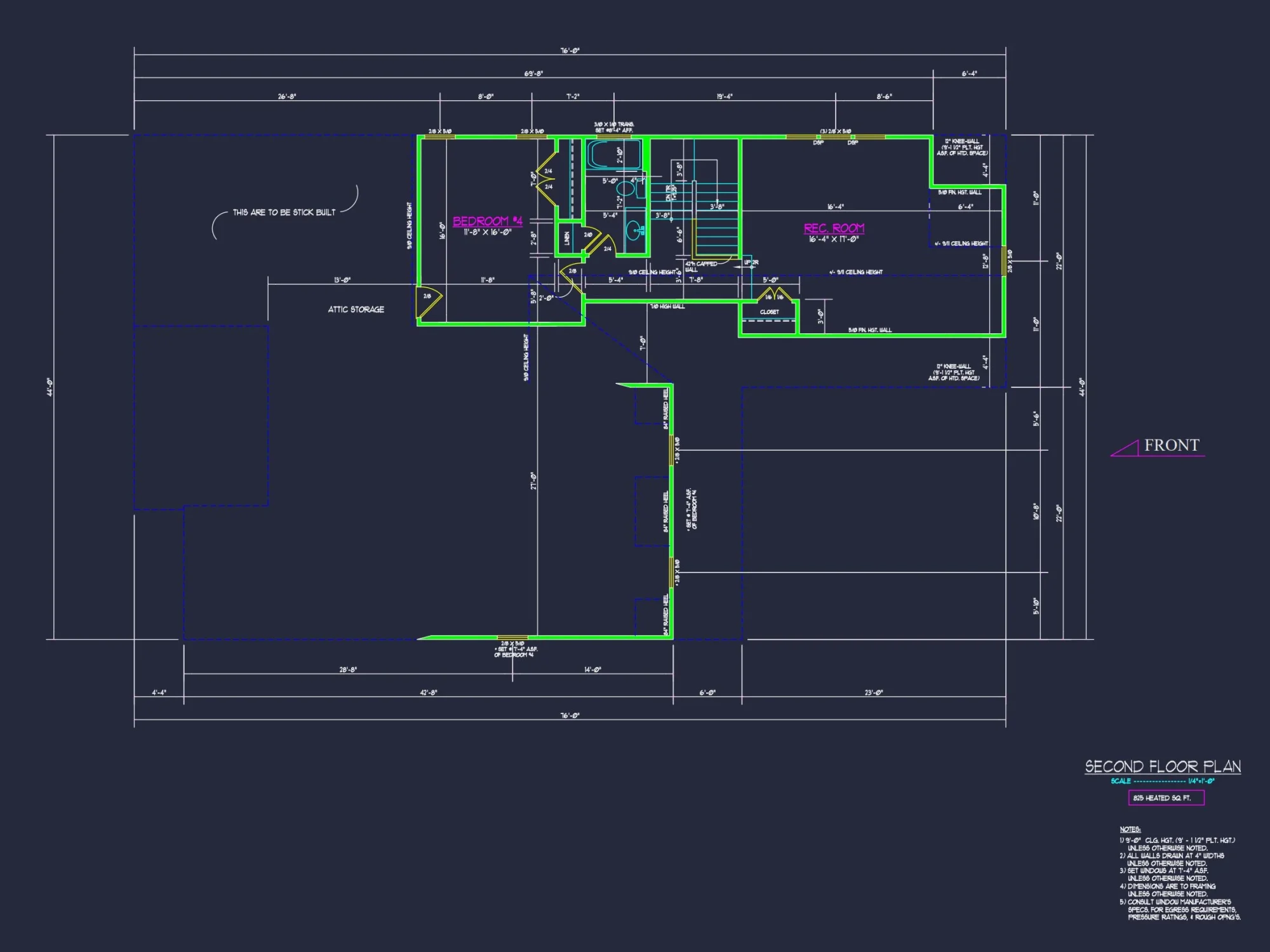 Modern Craftsman house Plan with 1.5 Stories and Open Floor Plan