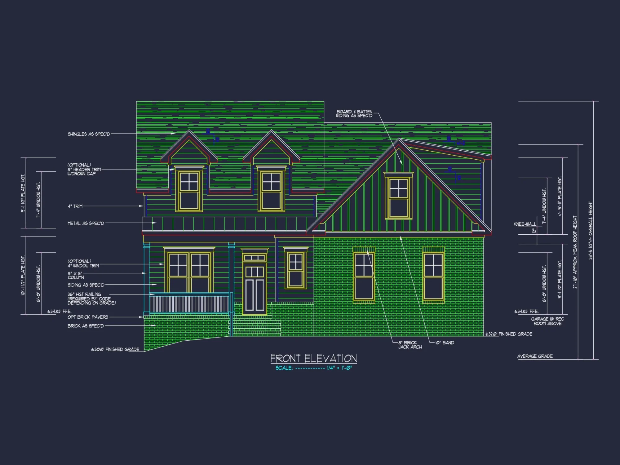 Modern Craftsman house Plan with 1.5 Stories and Open Floor Plan