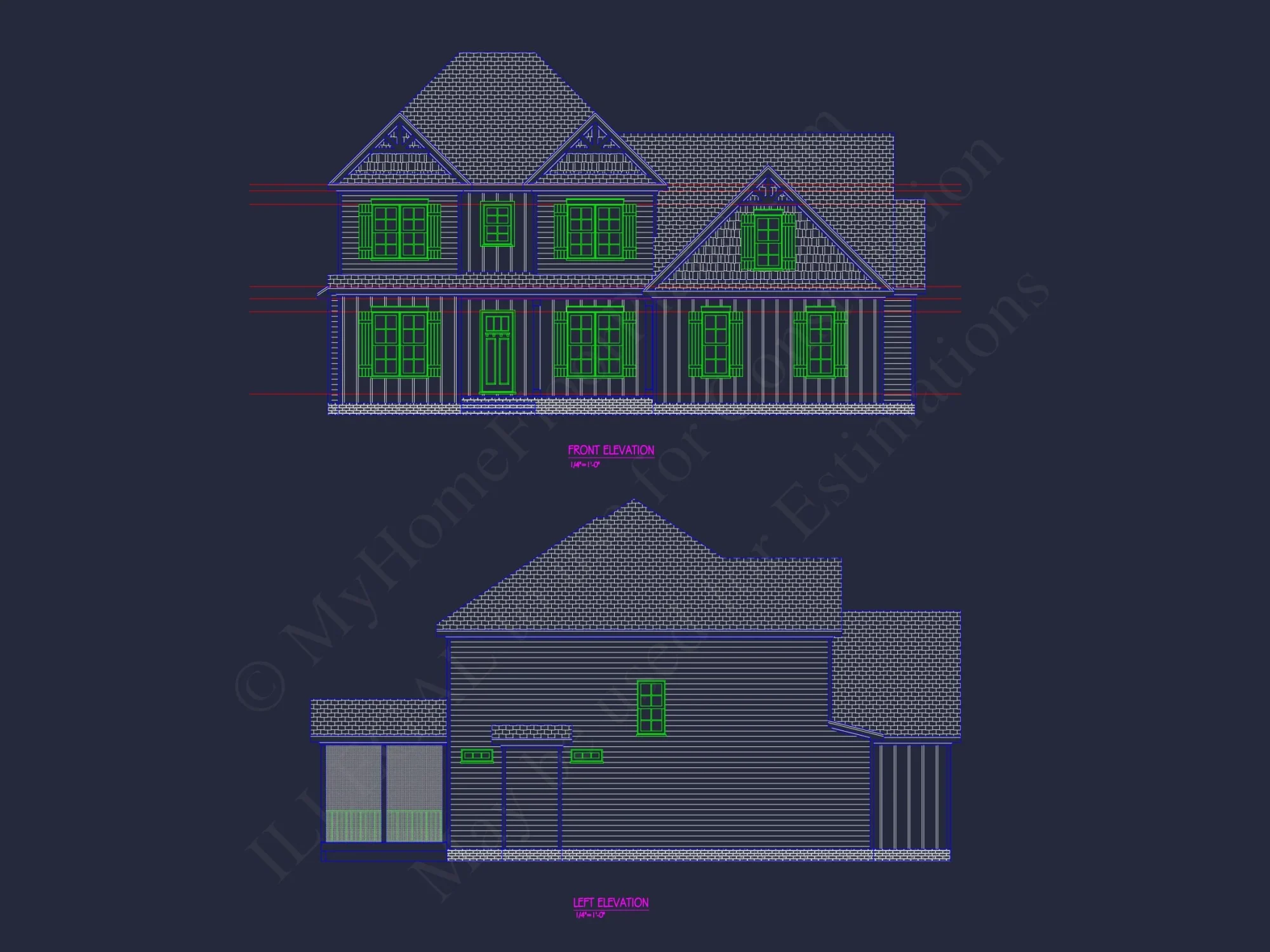 Elegant house Plan with 4 Bedrooms and CAD Blueprint Designs