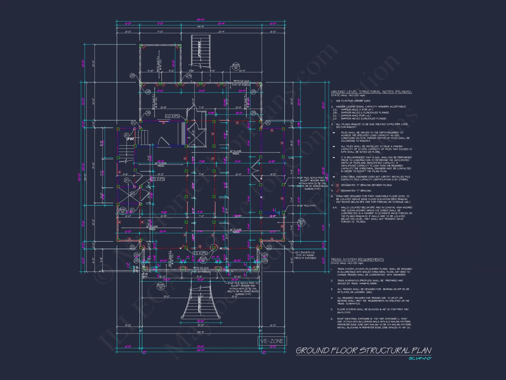 Coastal house Plan with 2 Floors and Modern CAD Designs