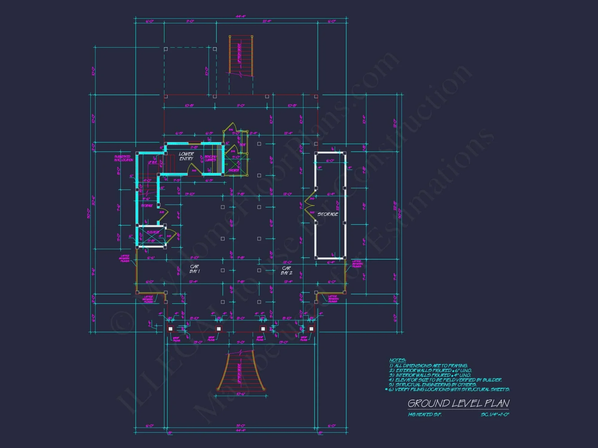 Coastal house Plan with 2 Floors and Modern CAD Designs