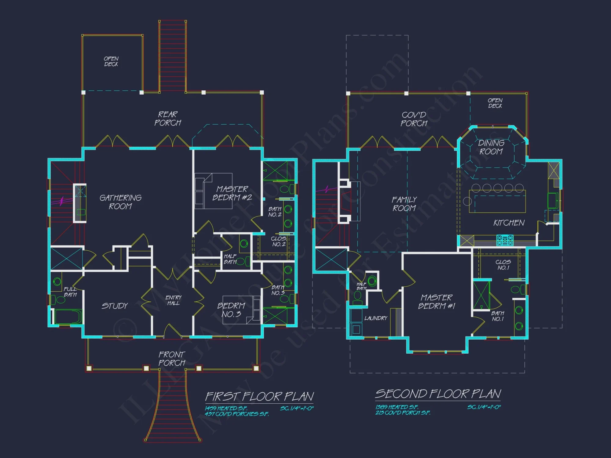 Coastal house Plan with 2 Floors and Modern CAD Designs