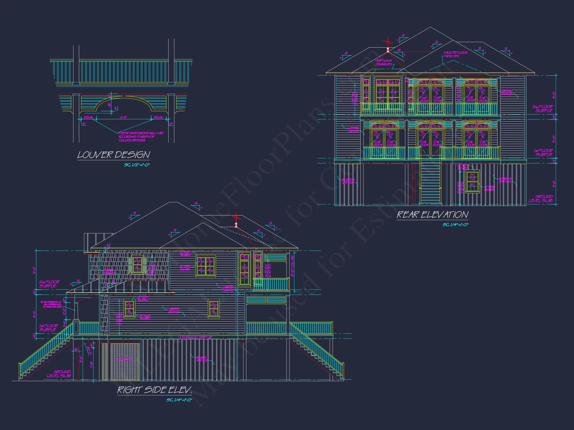 Coastal house Plan with 2 Floors and Modern CAD Designs