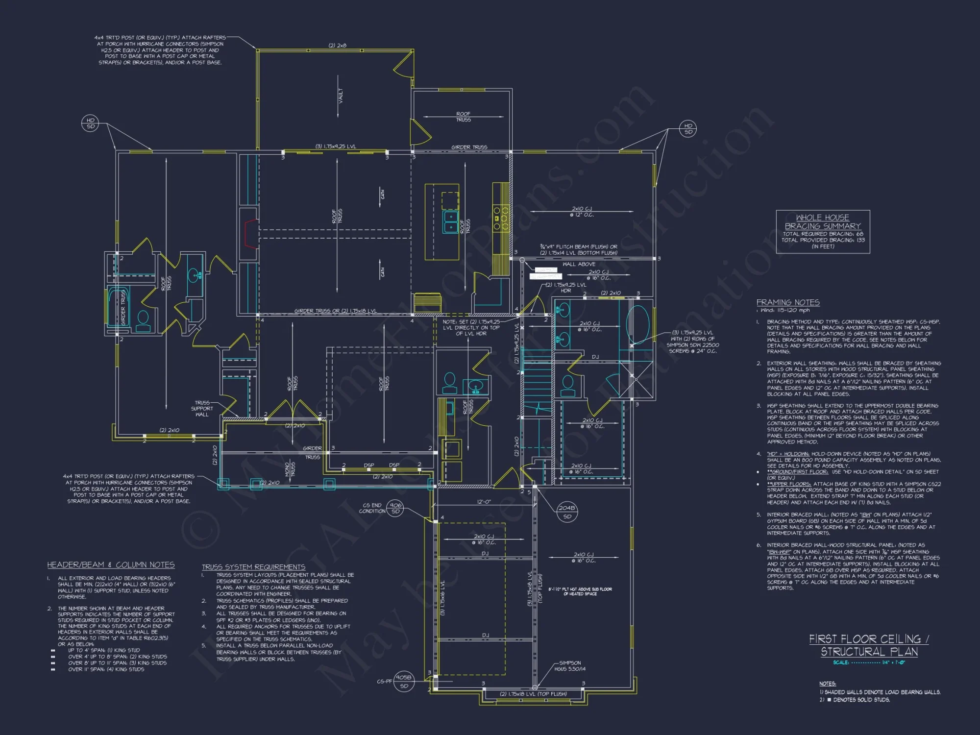 Craftsman house Floor Plan: CAD Blueprint with Elegant Designs