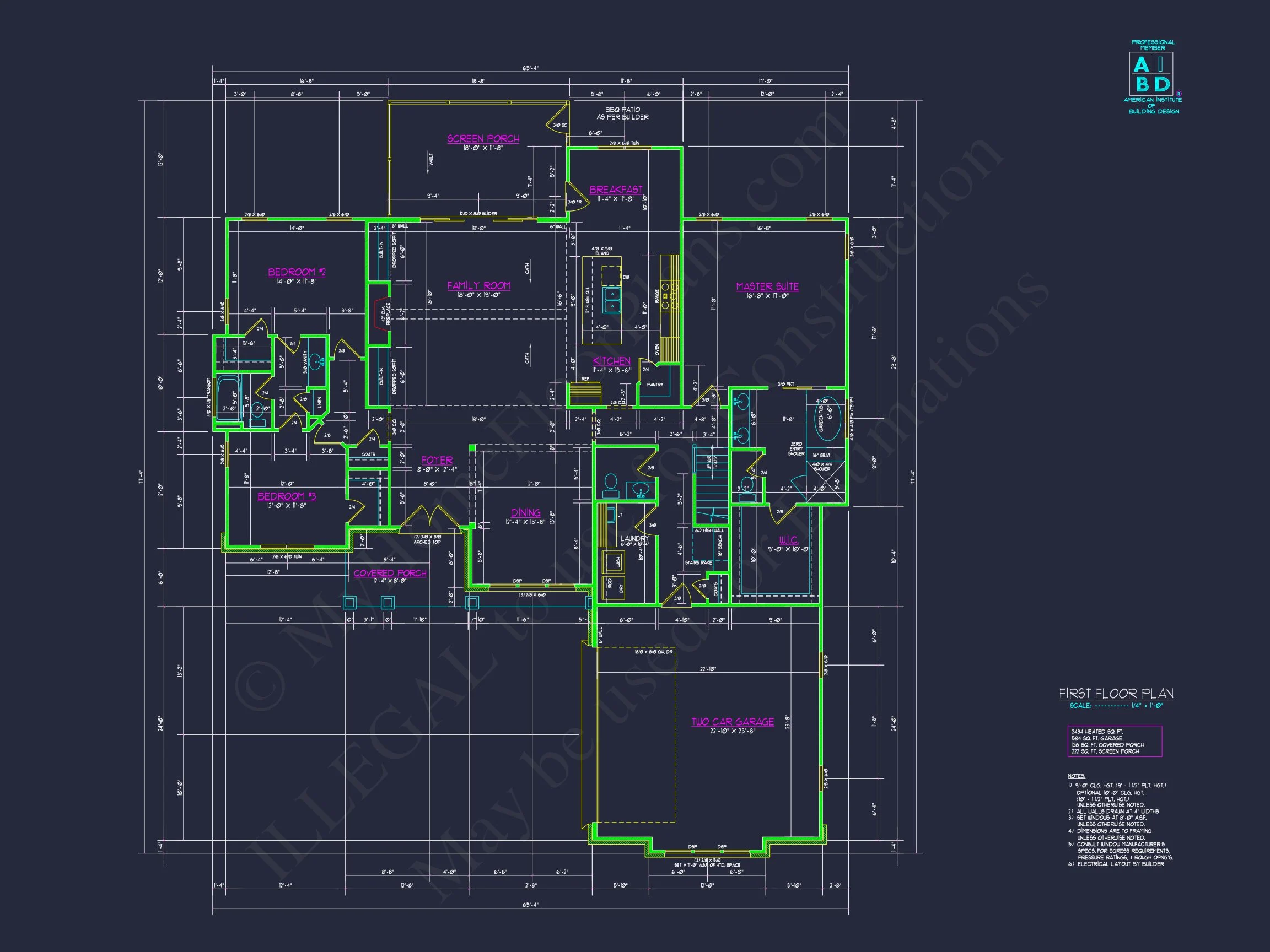 Craftsman house Floor Plan: CAD Blueprint with Elegant Designs