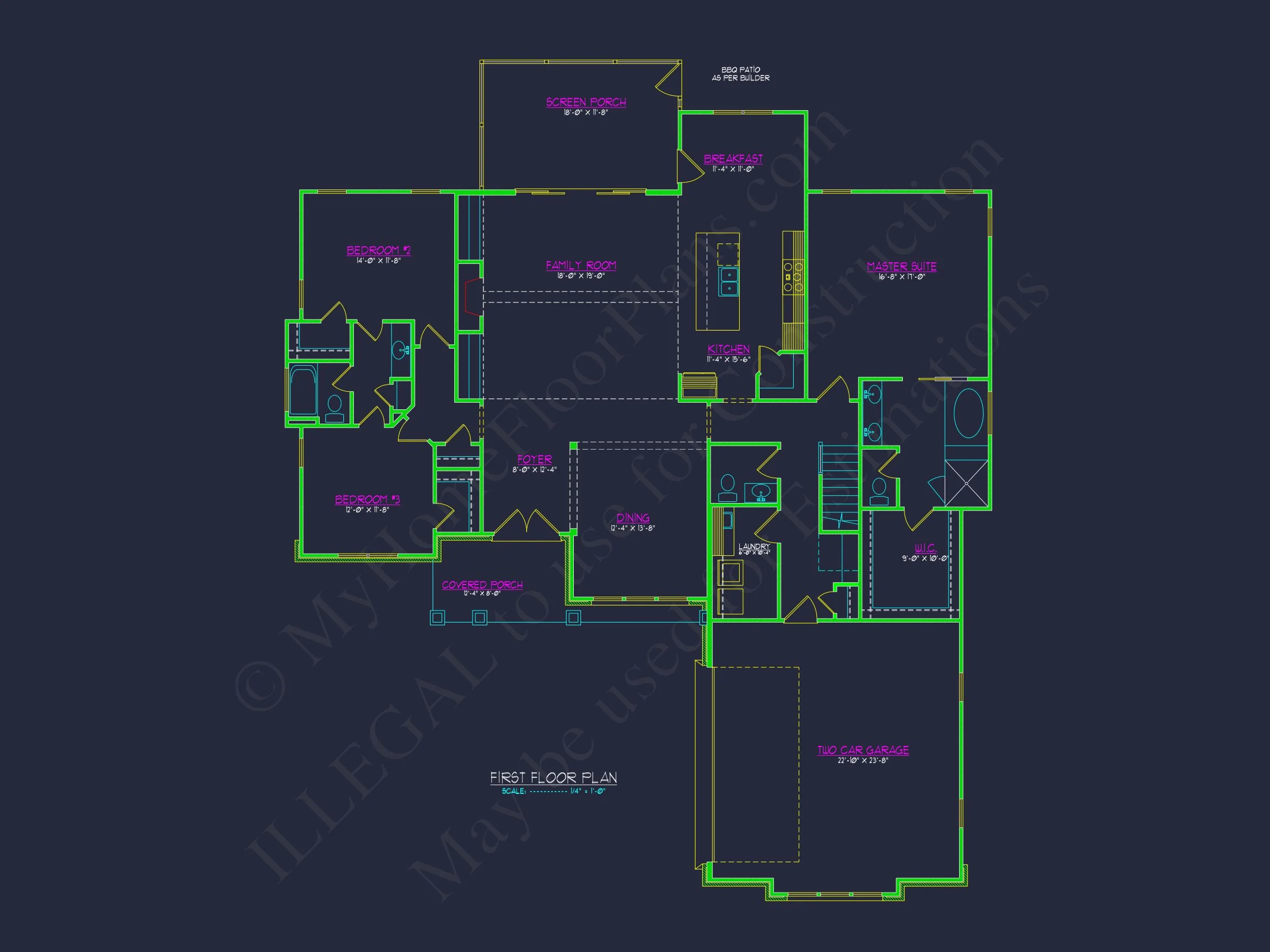 Craftsman house Floor Plan: CAD Blueprint with Elegant Designs